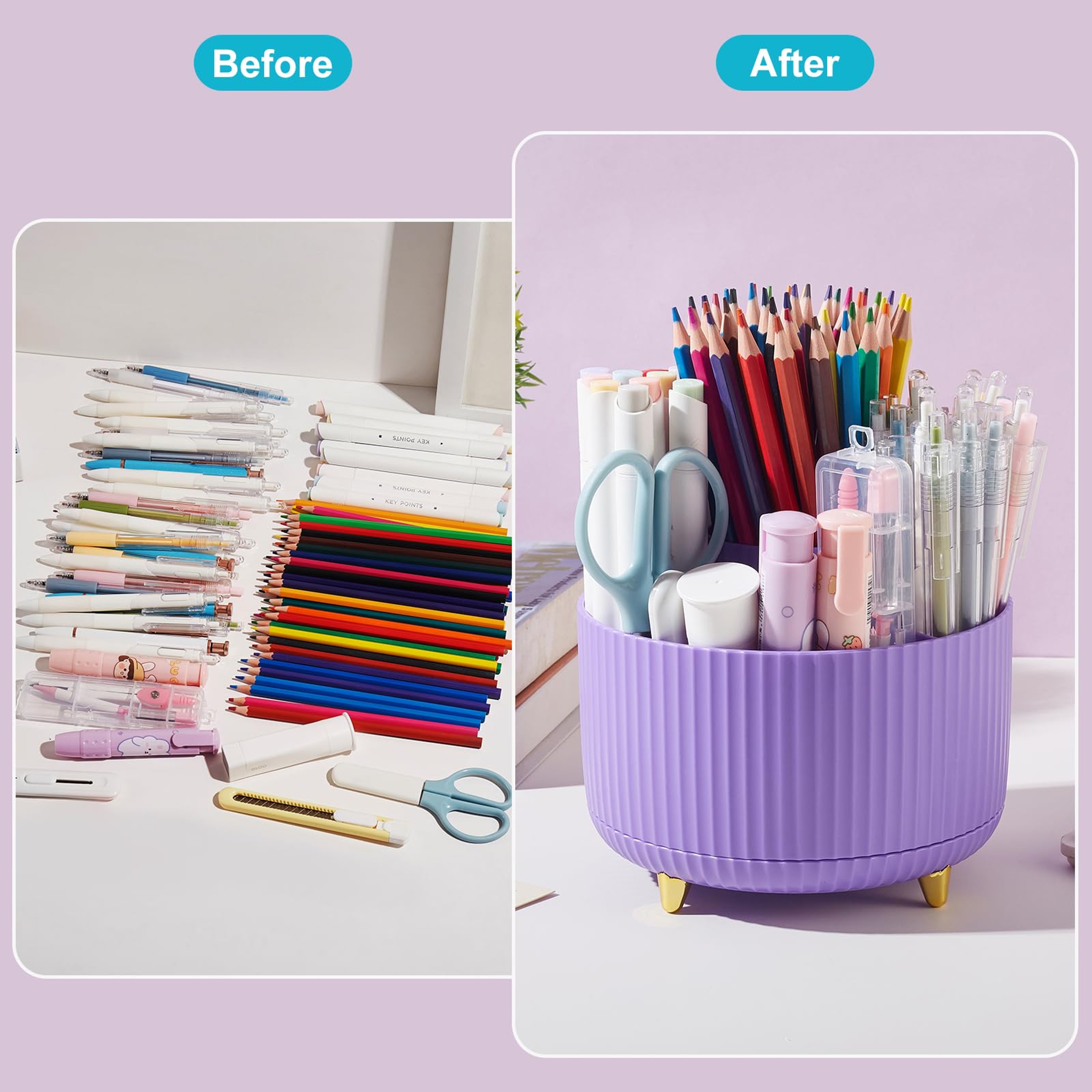 Cute Pen Holder Rotating Pencil Storage Box Stationery Storage Bag For Desktop 3