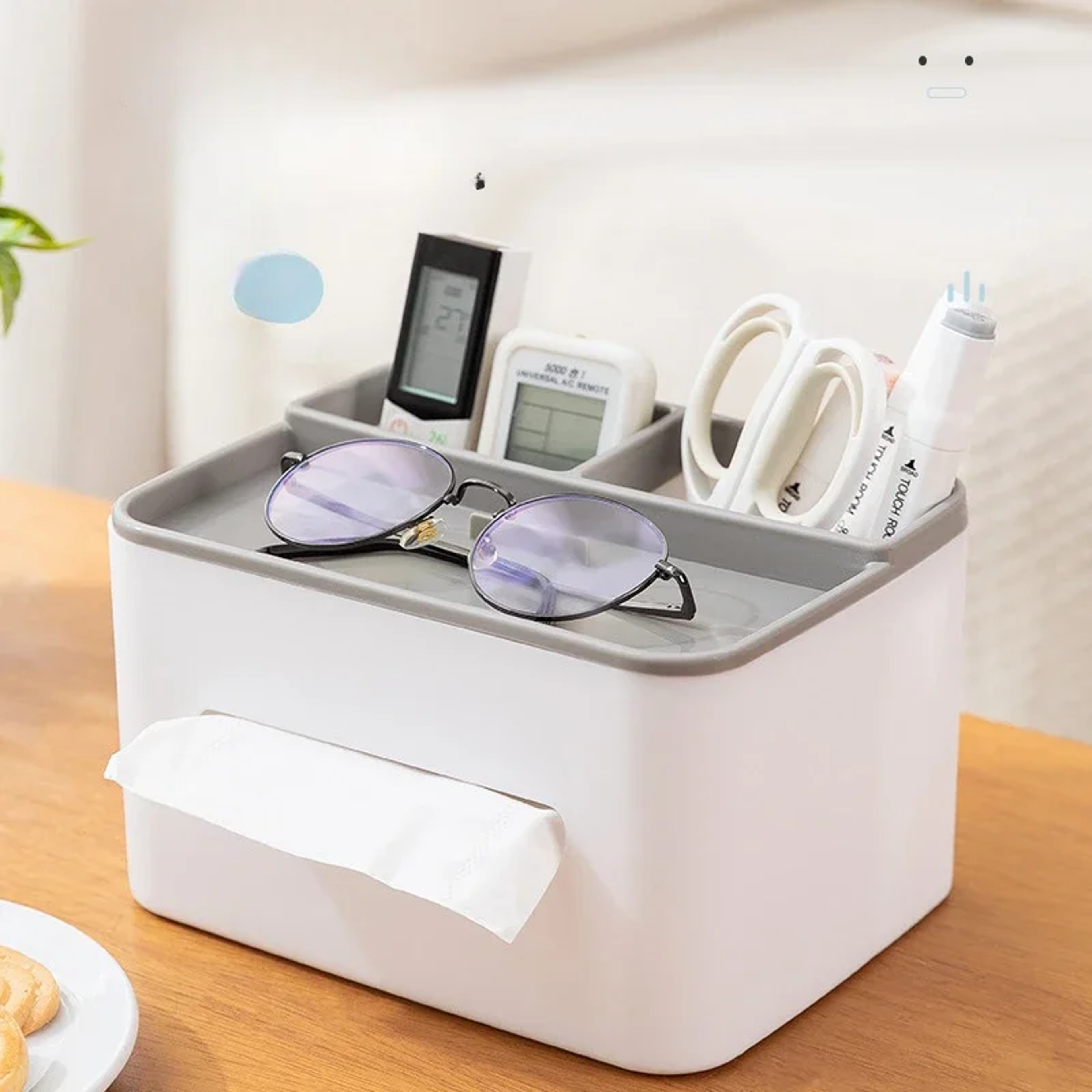 Car Mounted Coffee Table, Multifunction Desktop Remote Control Storage Box, Simple Dustproof Paper Box for Home – view 1