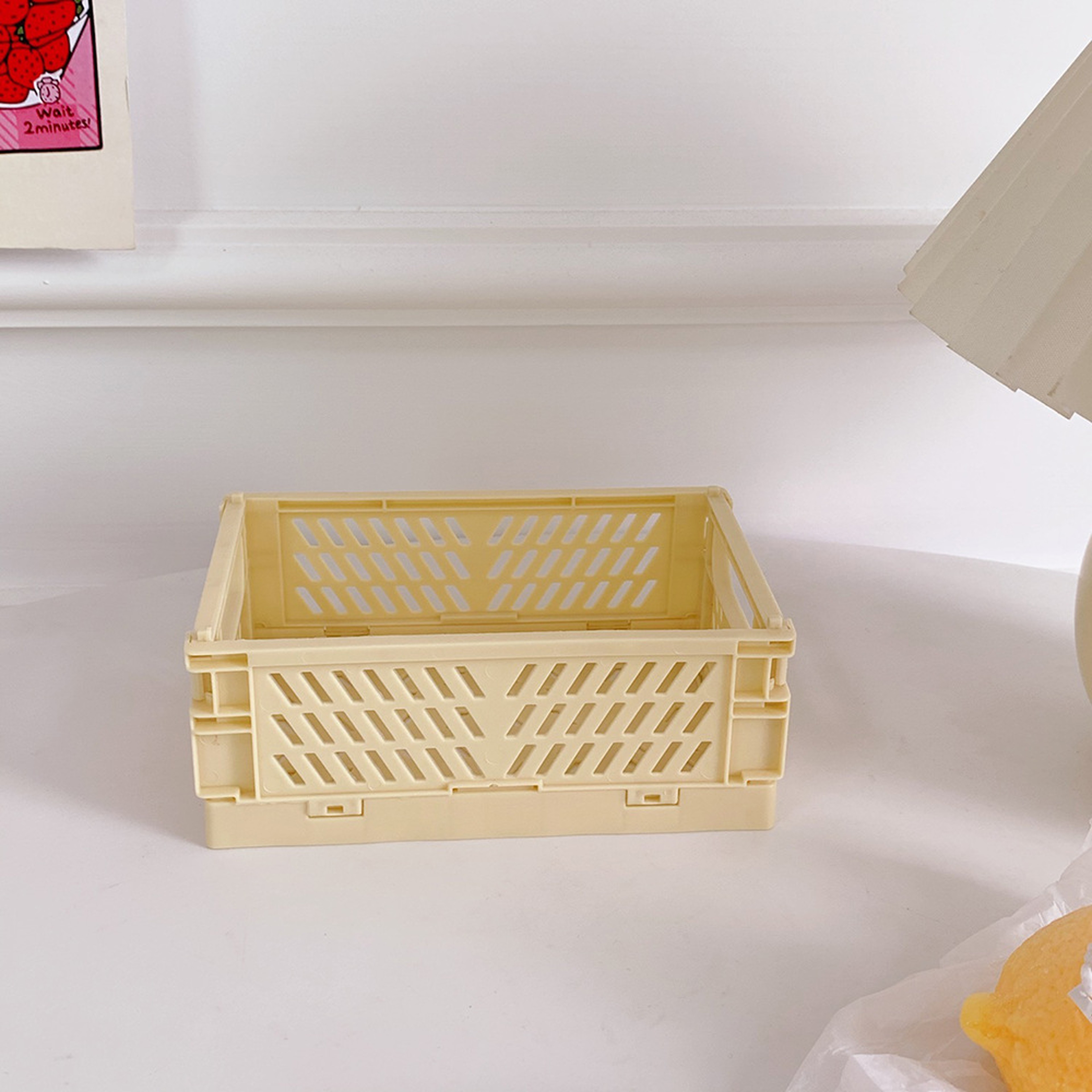 Simple Cute Student Office Storage Organizer Plastic Stackable Foldable Stationary Holder 8