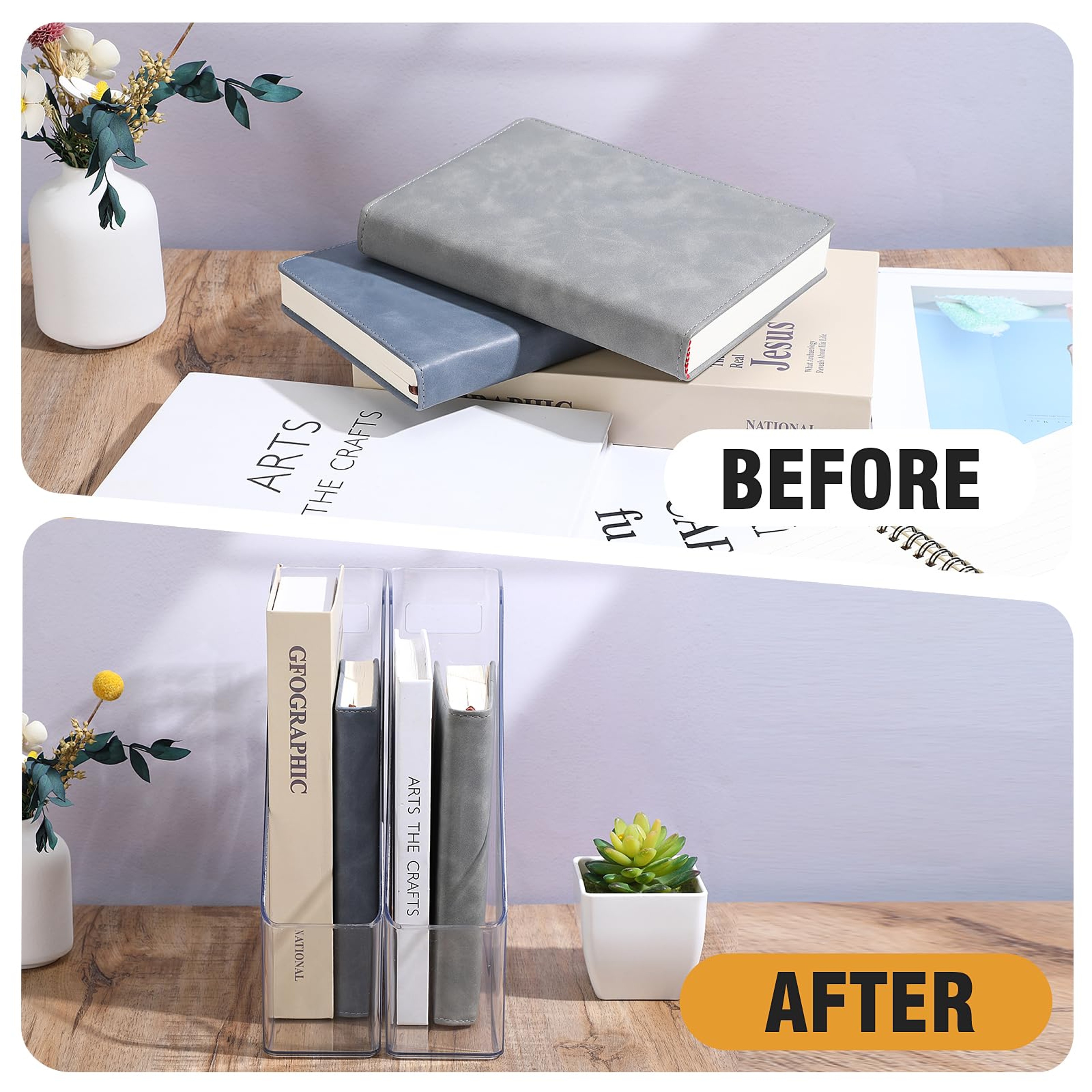 Transparent PET Desktop File Storage Box Acrylic Vertical Stationery Shelf Book Artifact Organizer 1