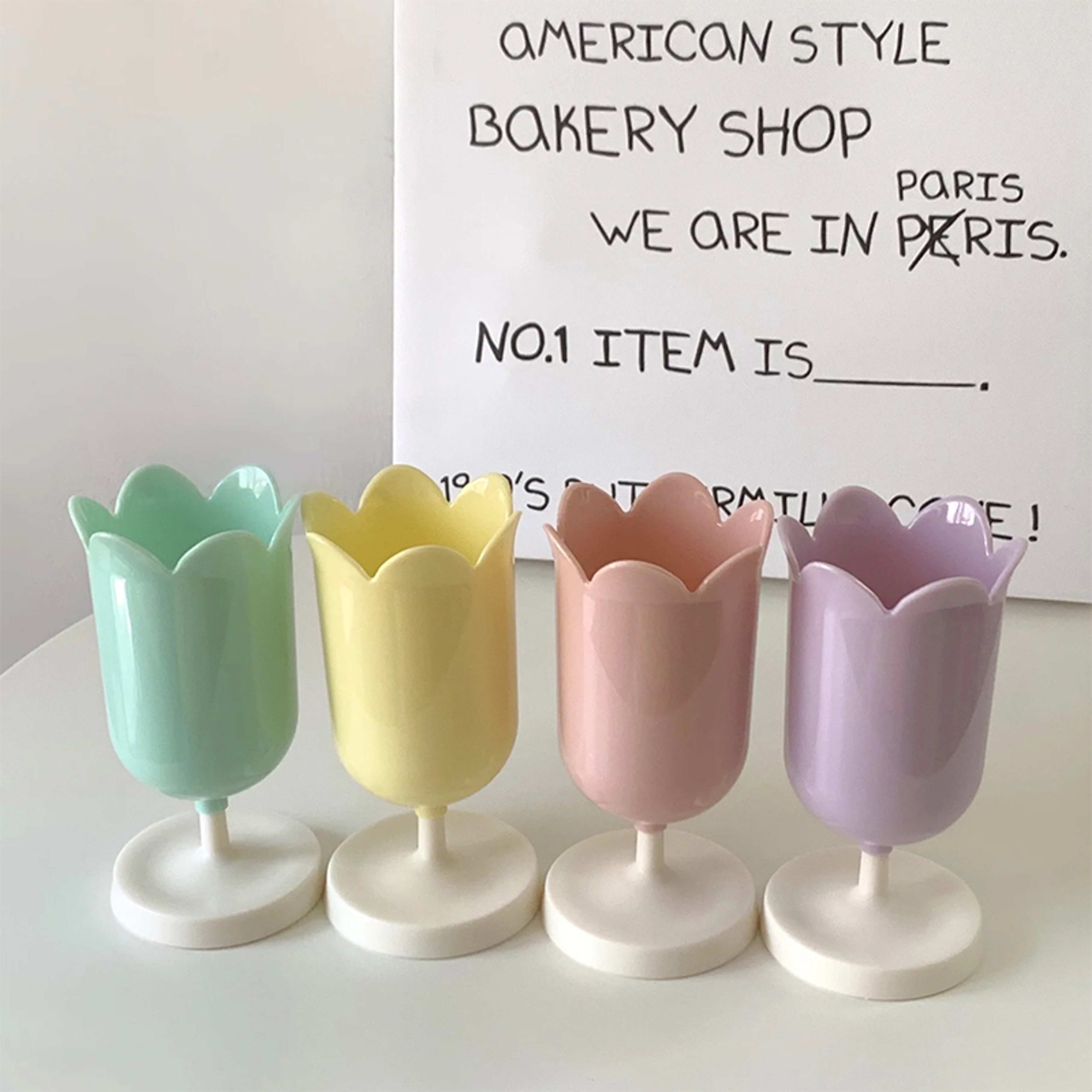 Plastic Storage Organizer, Tulips Storage Bucket Pen Holder, Desktop Storage Tank, Makeup Brush Holder for Students – view 4