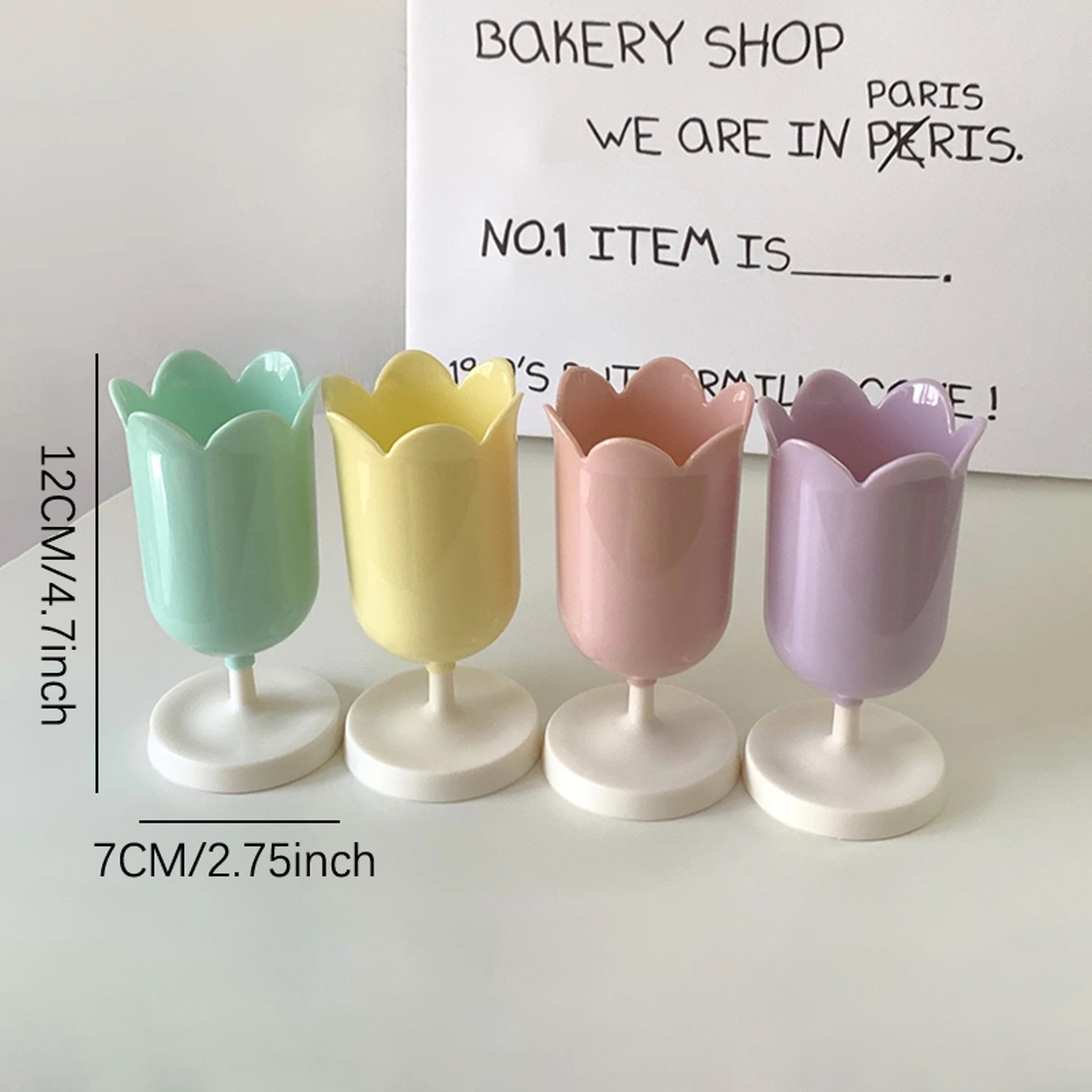 Plastic Storage Organizer, Tulips Storage Bucket Pen Holder, Desktop Storage Tank, Makeup Brush Holder for Students – view 6