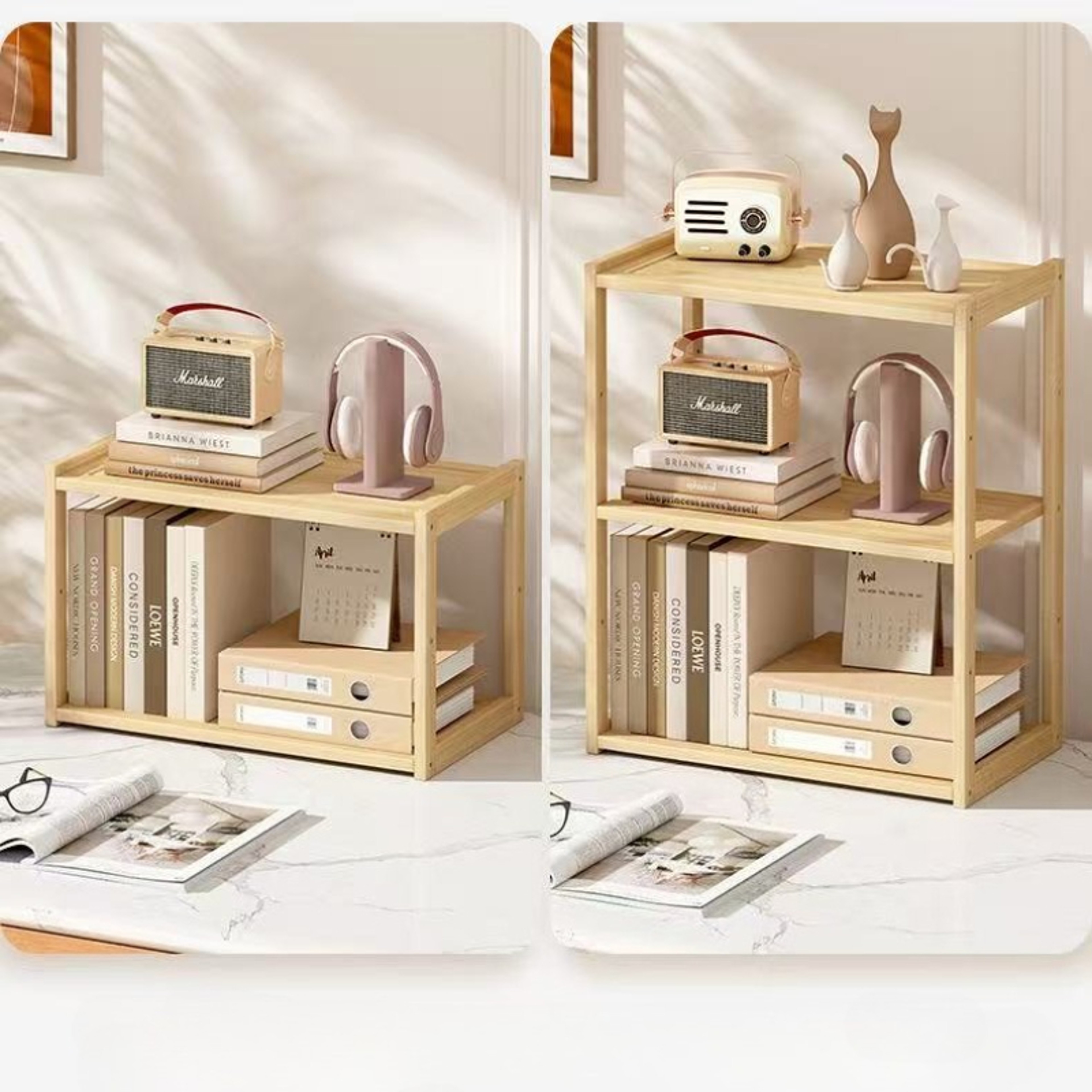 Multifunctional Office Desk Organizer Wooden Storage Rack School Supplies Desk Accessories 3