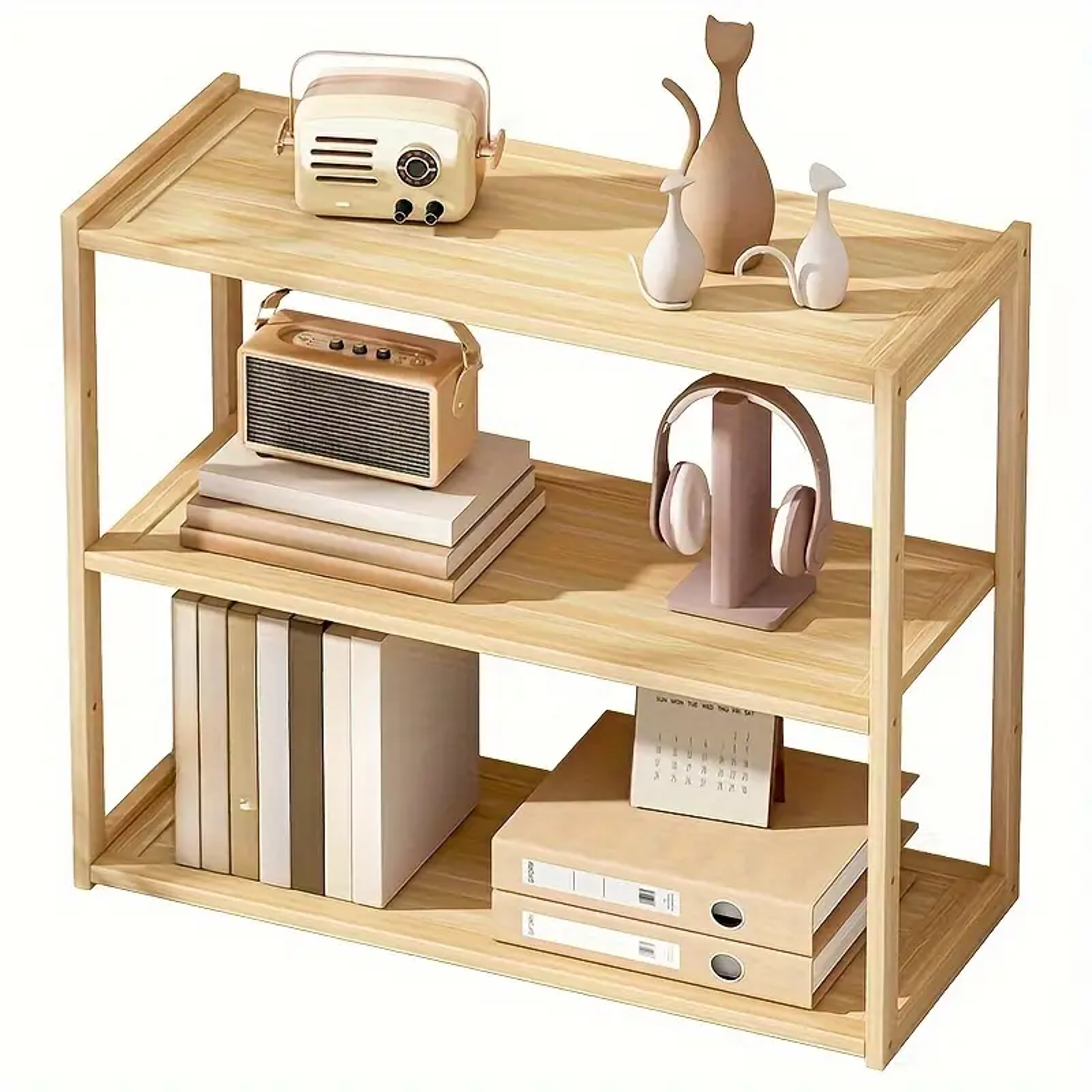 Multifunctional Office Desk Organizer Wooden Storage Rack School Supplies Desk Accessories 5