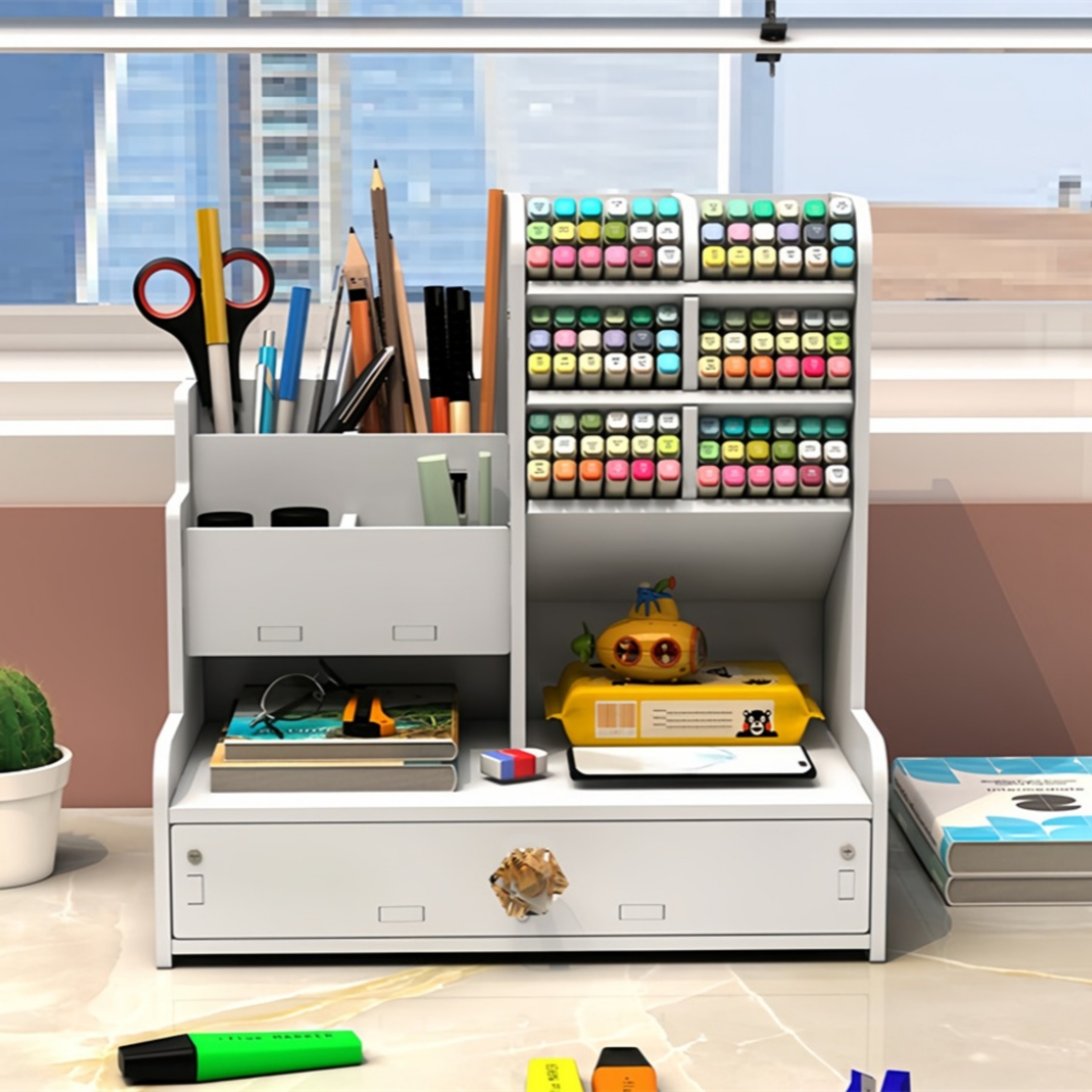 LargeCapacity Pen Holder DIY Storage Box For Office Supplies Student And Dormitory Use Organizer 0