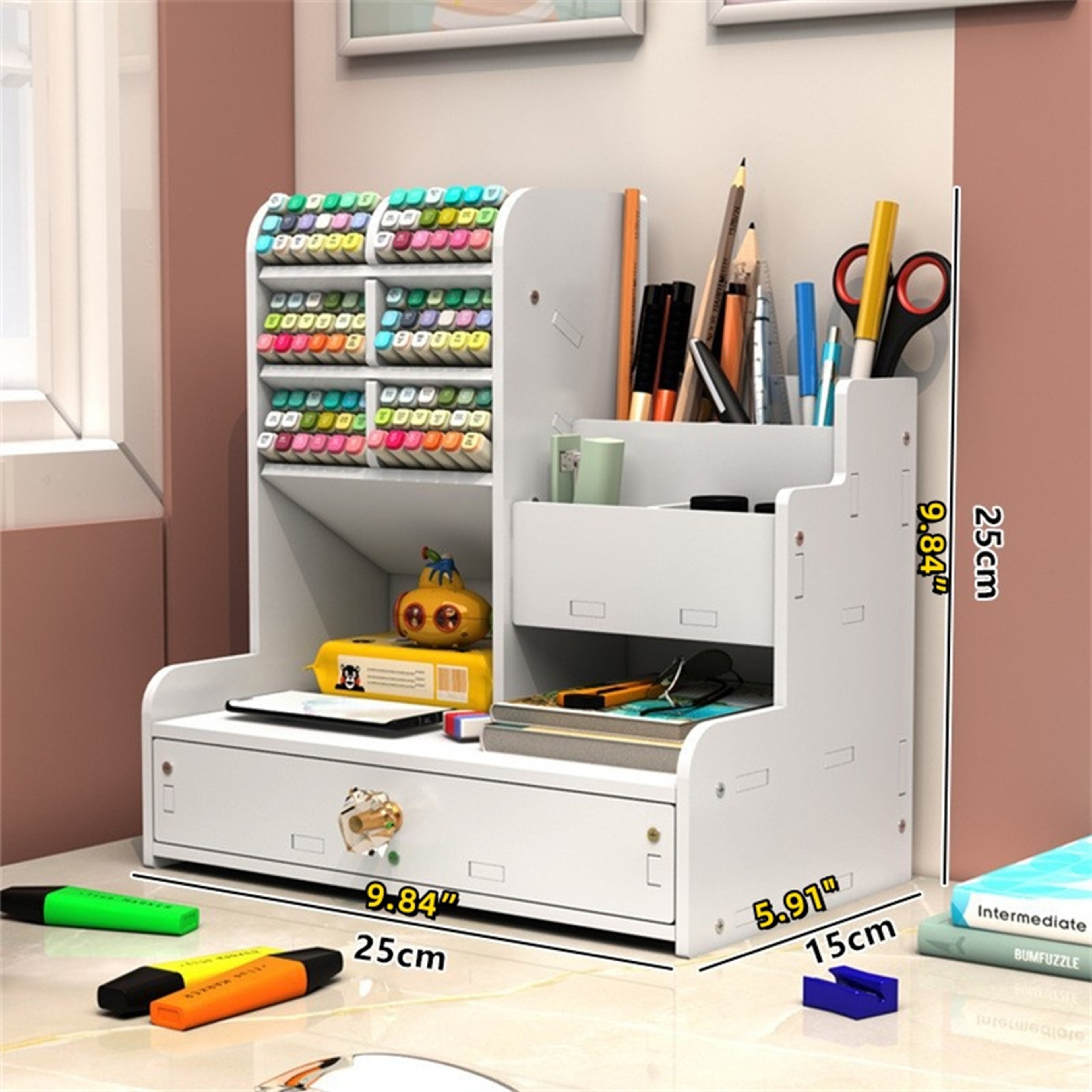 LargeCapacity Pen Holder DIY Storage Box For Office Supplies Student And Dormitory Use Organizer 6