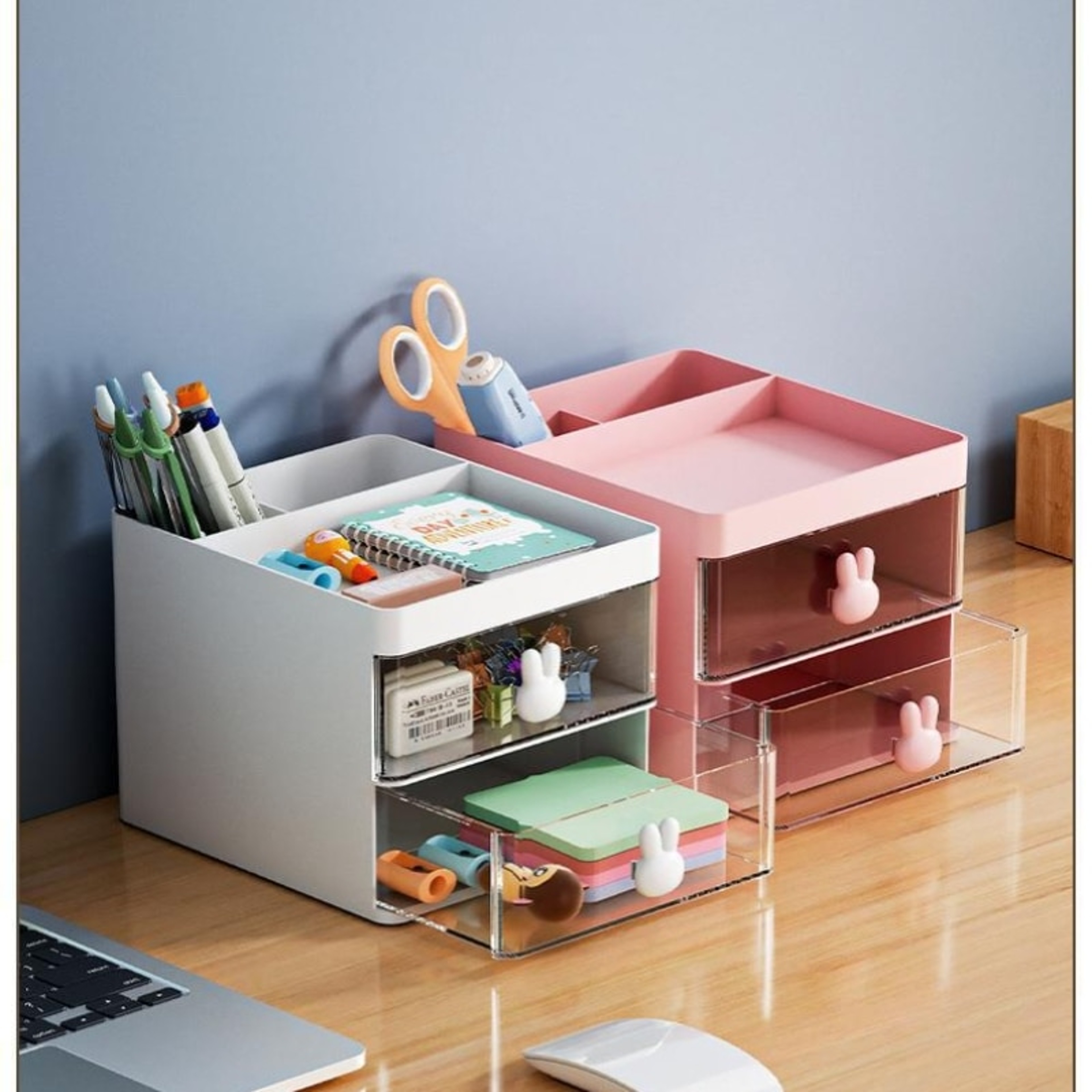 Compact Desk Organizer with Drawer, Makeup Organizer, Office Storage Box for Pens, Mobile Phones, and Business Cards – view 1
