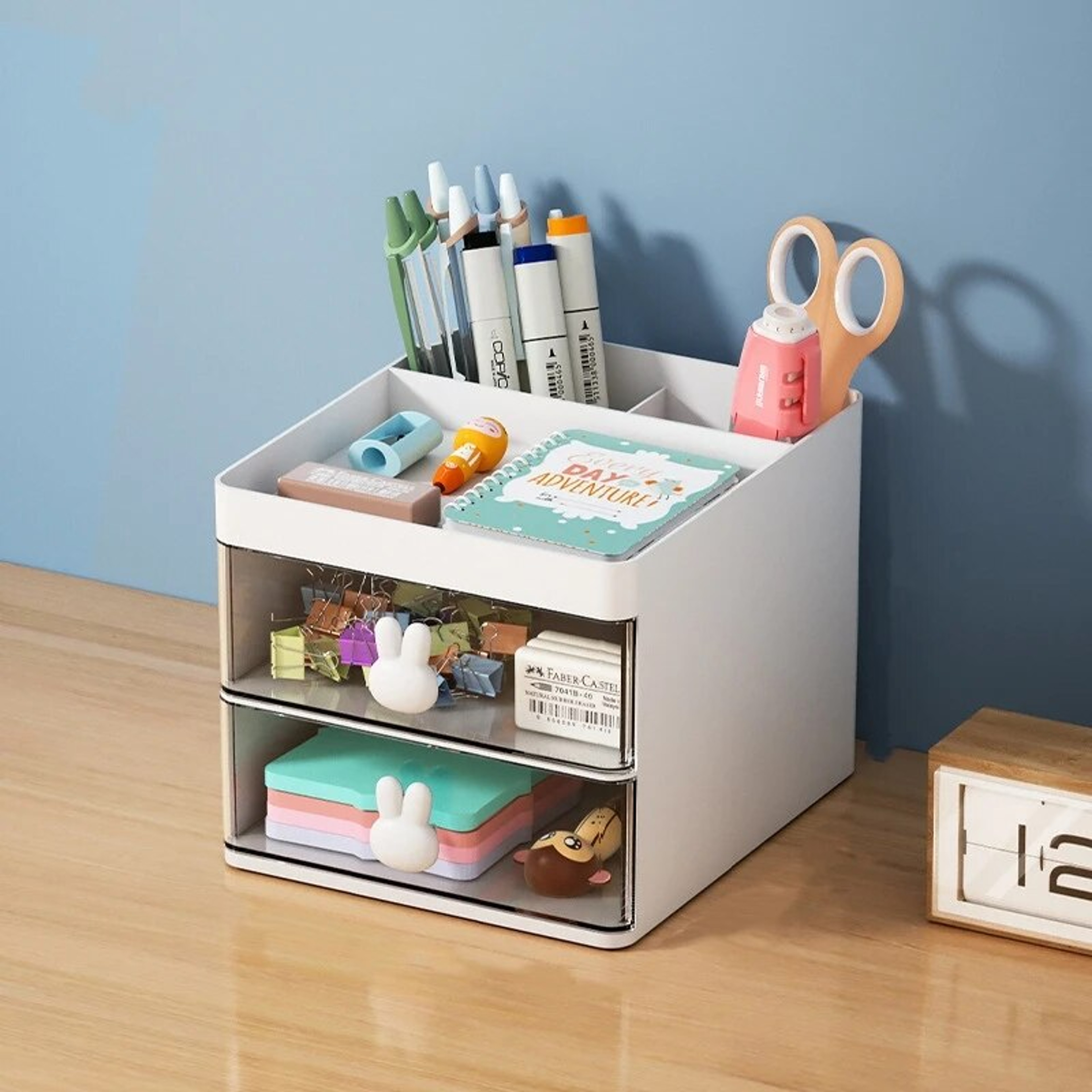 Compact Desk Organizer with Drawer, Makeup Organizer, Office Storage Box for Pens, Mobile Phones, and Business Cards – view 8