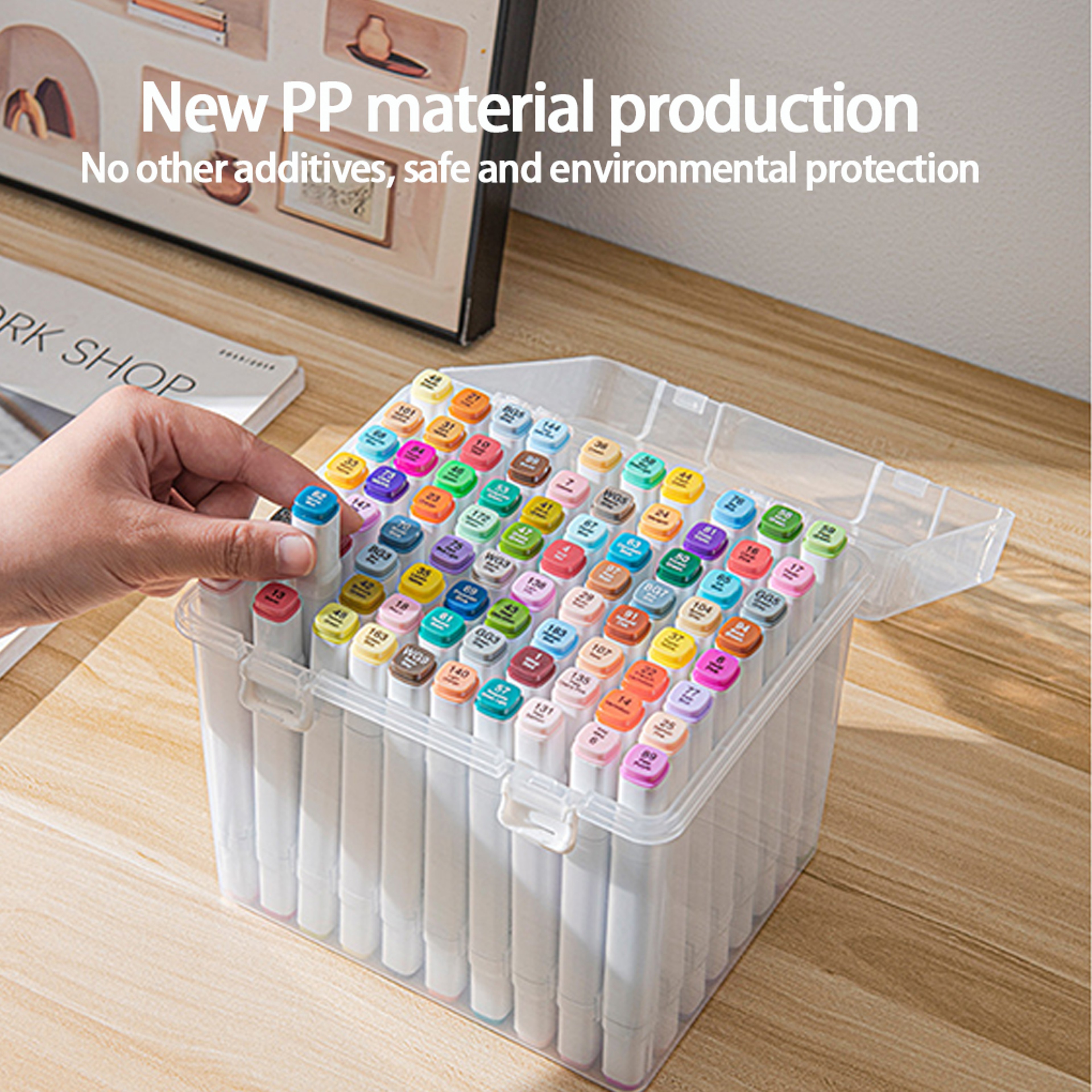 Transparent Waterproof Marker Pen Organizer MultiSlot Handheld Storage Box For Desk And Students 0