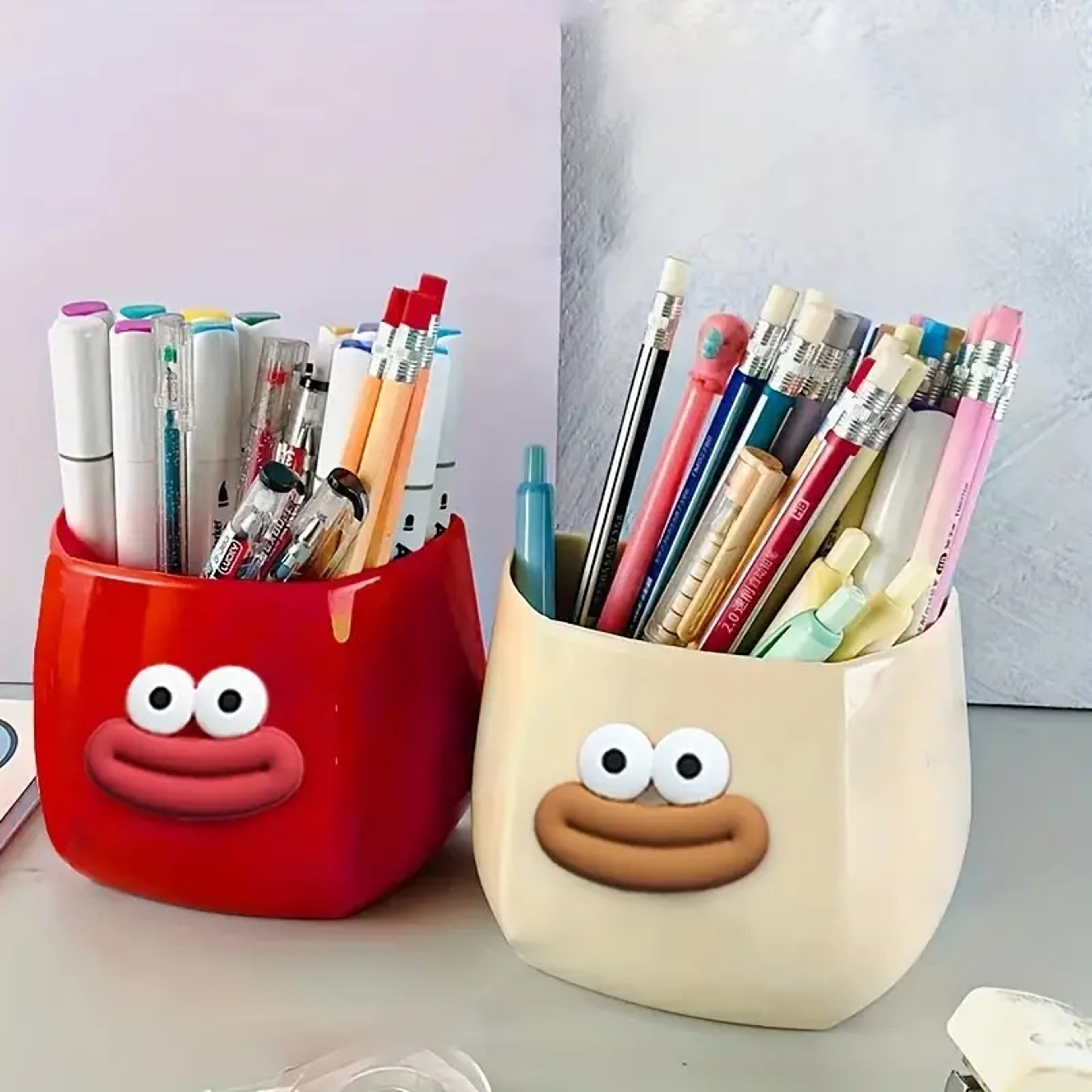 Desktop Storage Space Pen Holder Magnetic Organizer With Stickers For Home Office Kitchen And Bathr 2