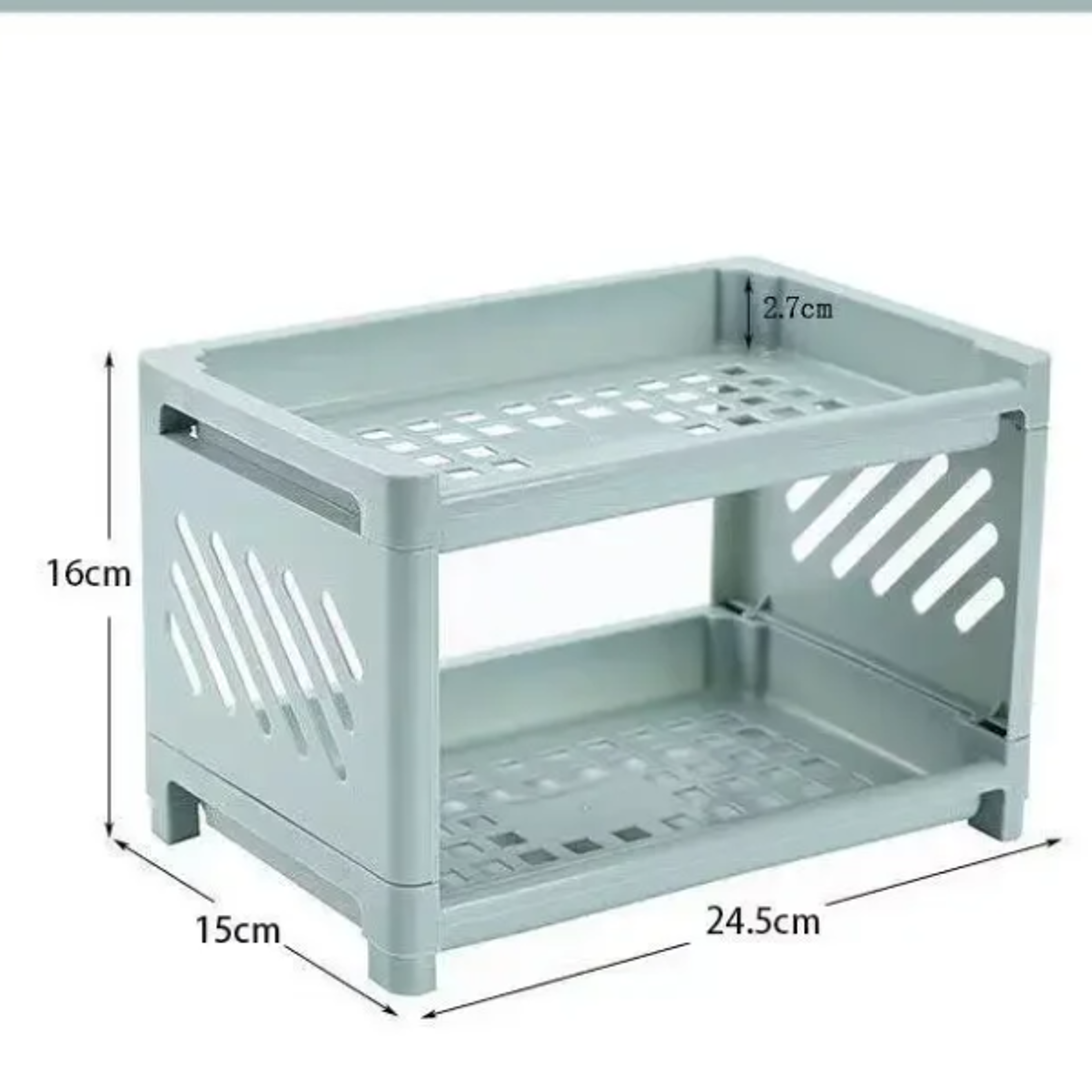 2Tier Office Organizer with Hollow Design Multifunctional Desktop Storage Rack for Stationery