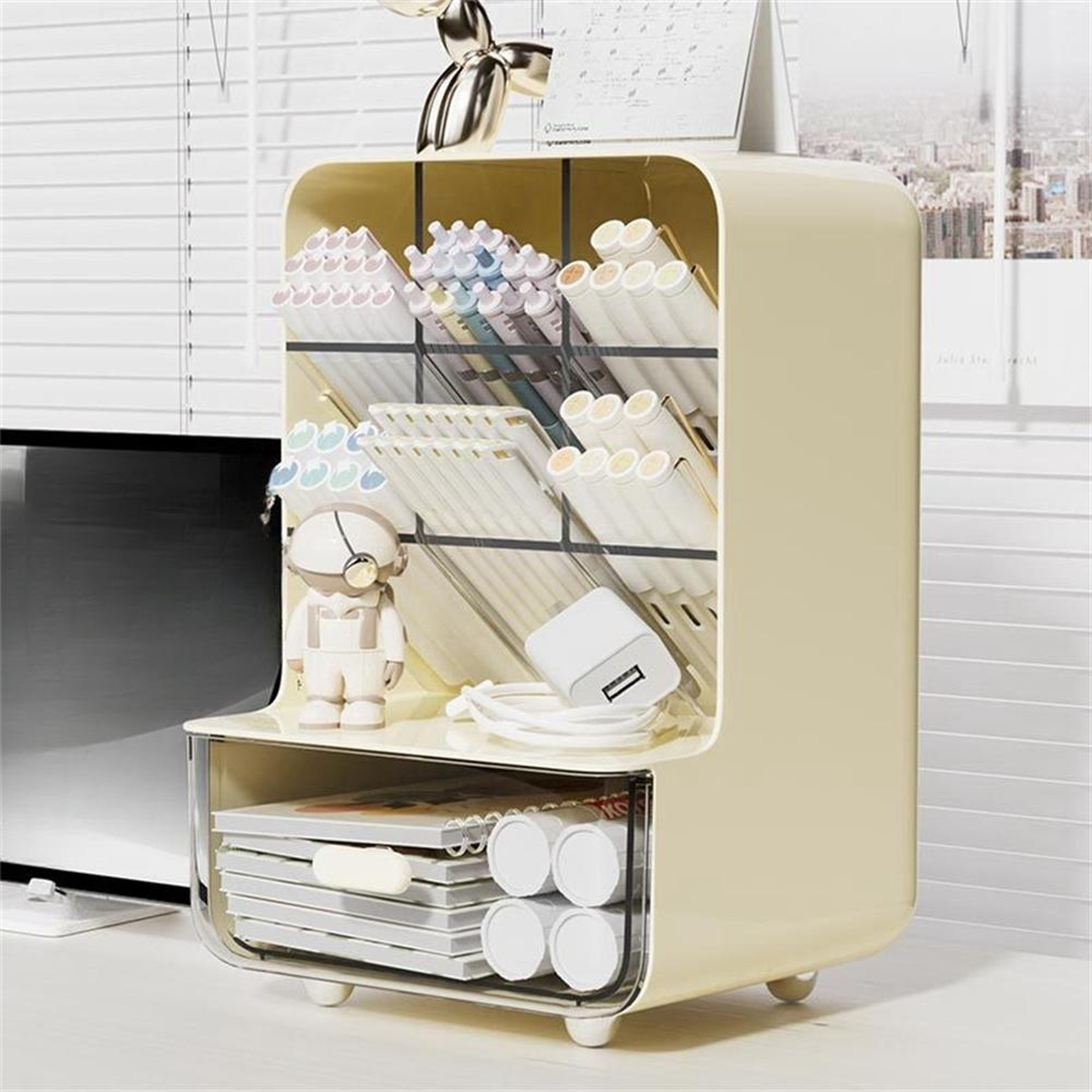 Large Capacity Office Desk Miscellaneous Storage Rack Slanted Pen Holder 5