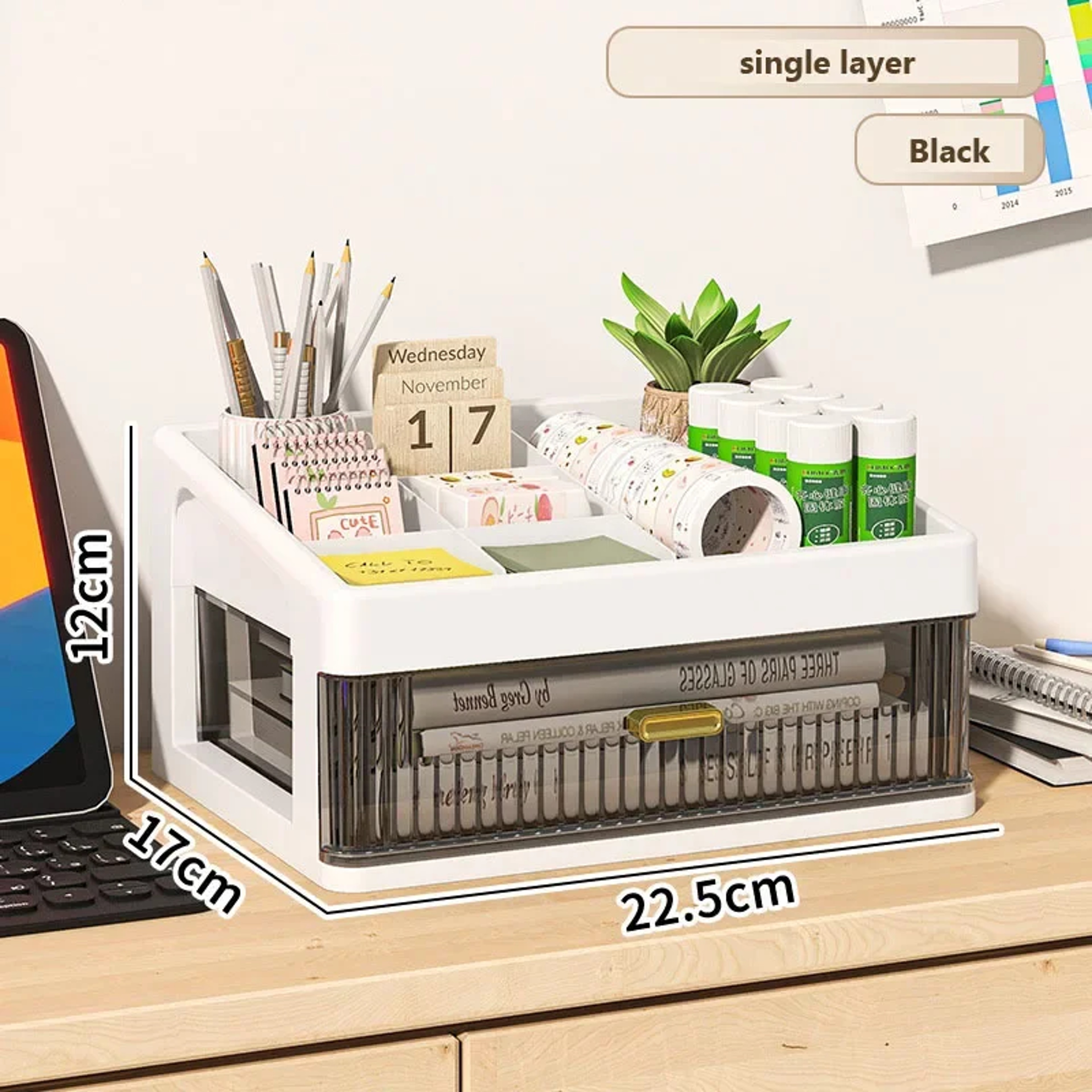 Plastic Organizing Boxes School Drawer Storage Desk Organizer Transparent Office Supplies Accessori 4