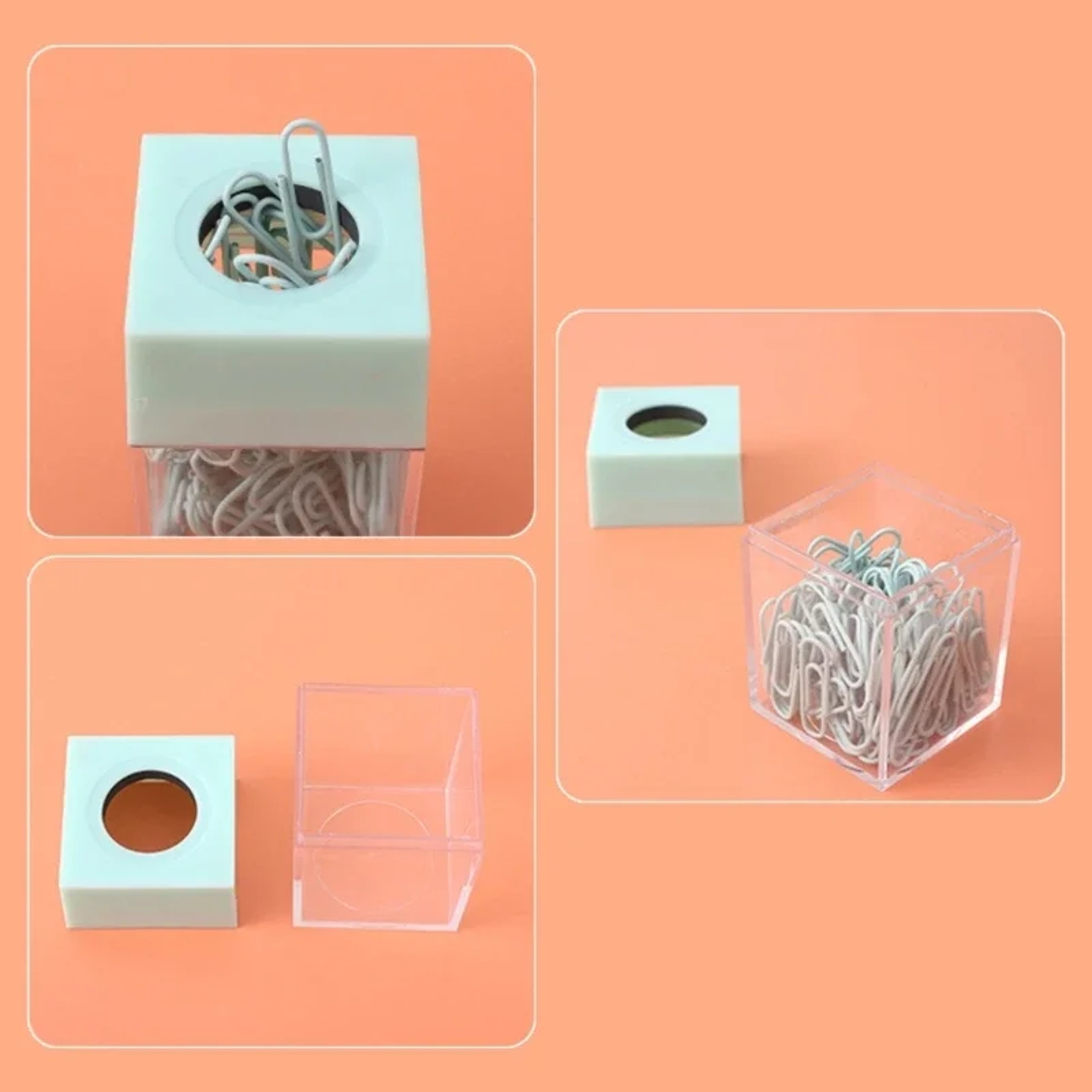 Cute Stationery Holder School Desk Organizer Magnetic Paper Clip Holder With Clips Paper Clip Dispe 4