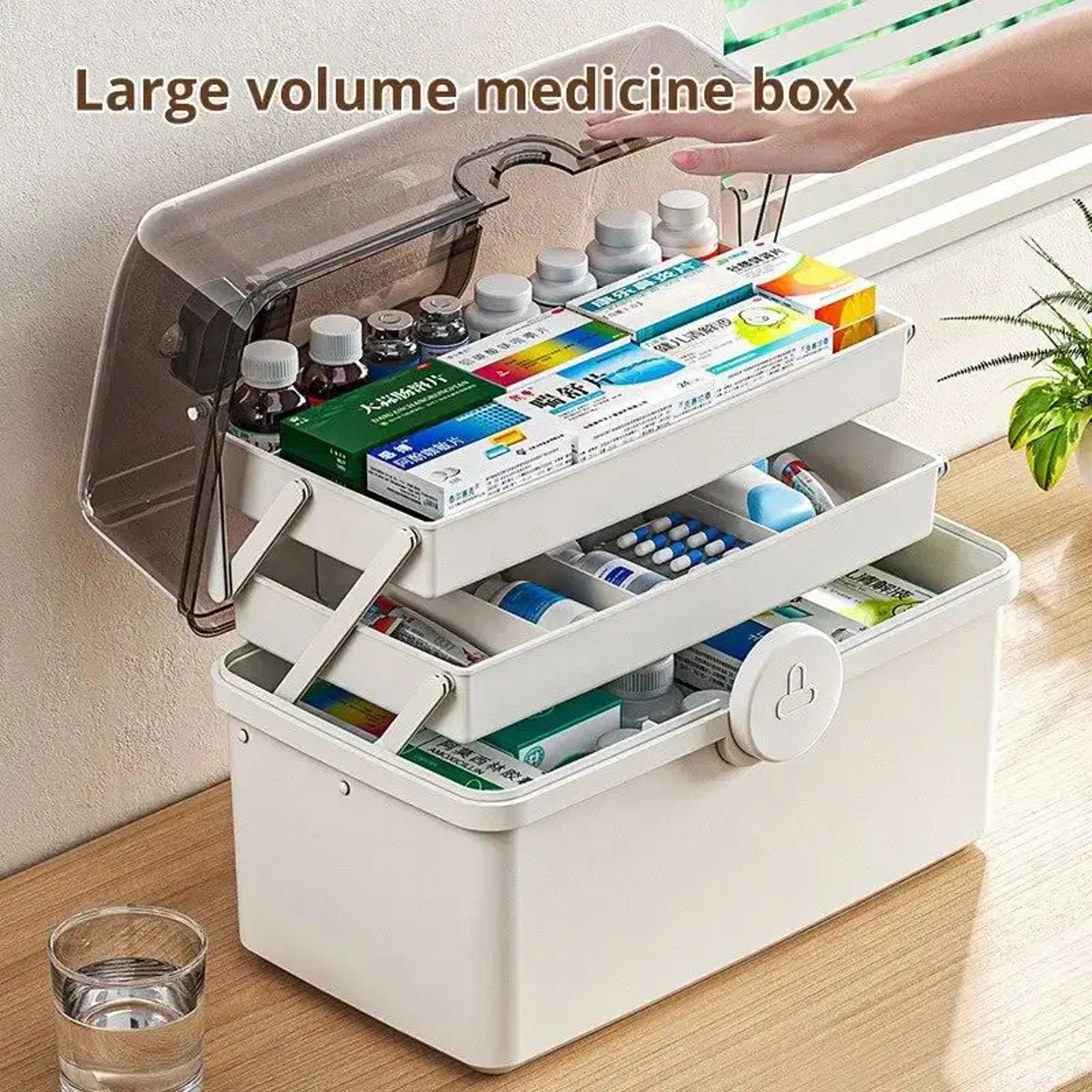 1pc White Large Capacity Medicine Box For Home Medicine Storage Multi Layer Classification Home Med 0