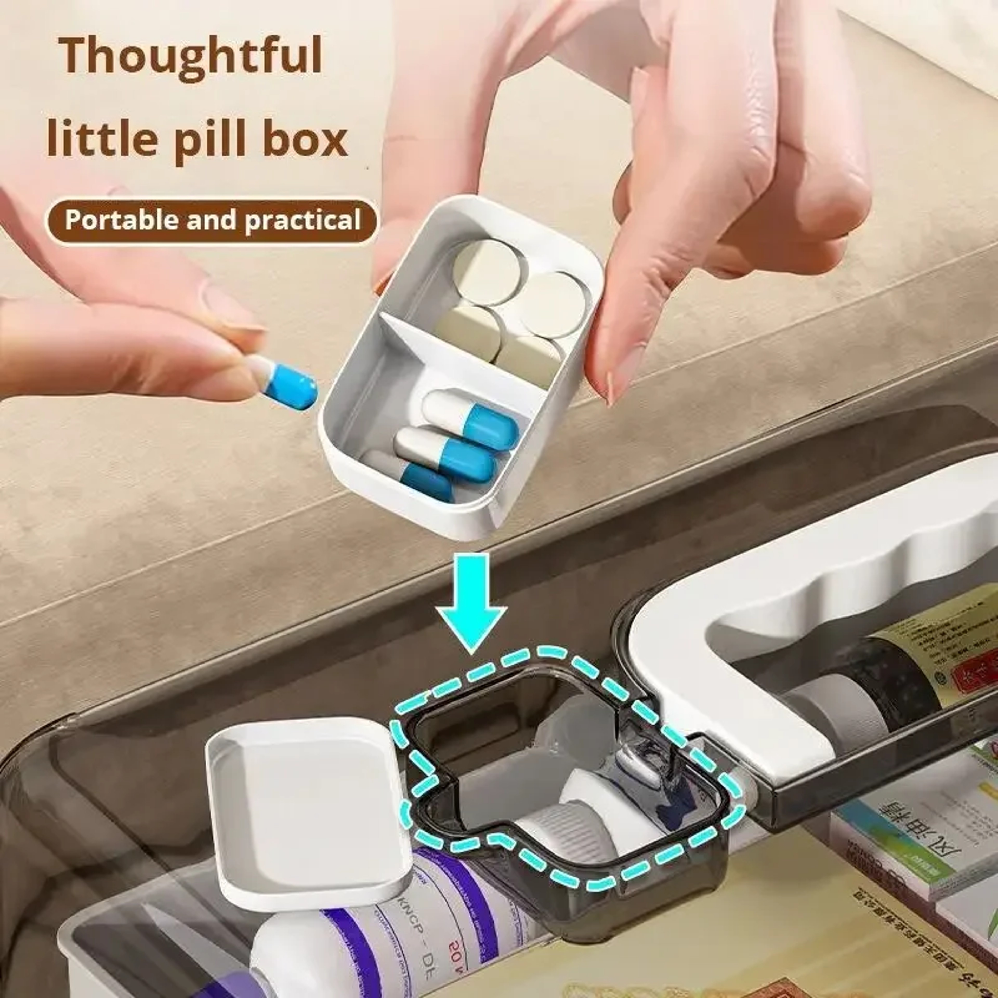 1pc White Large Capacity Medicine Box For Home Medicine Storage Multi Layer Classification Home Med 4