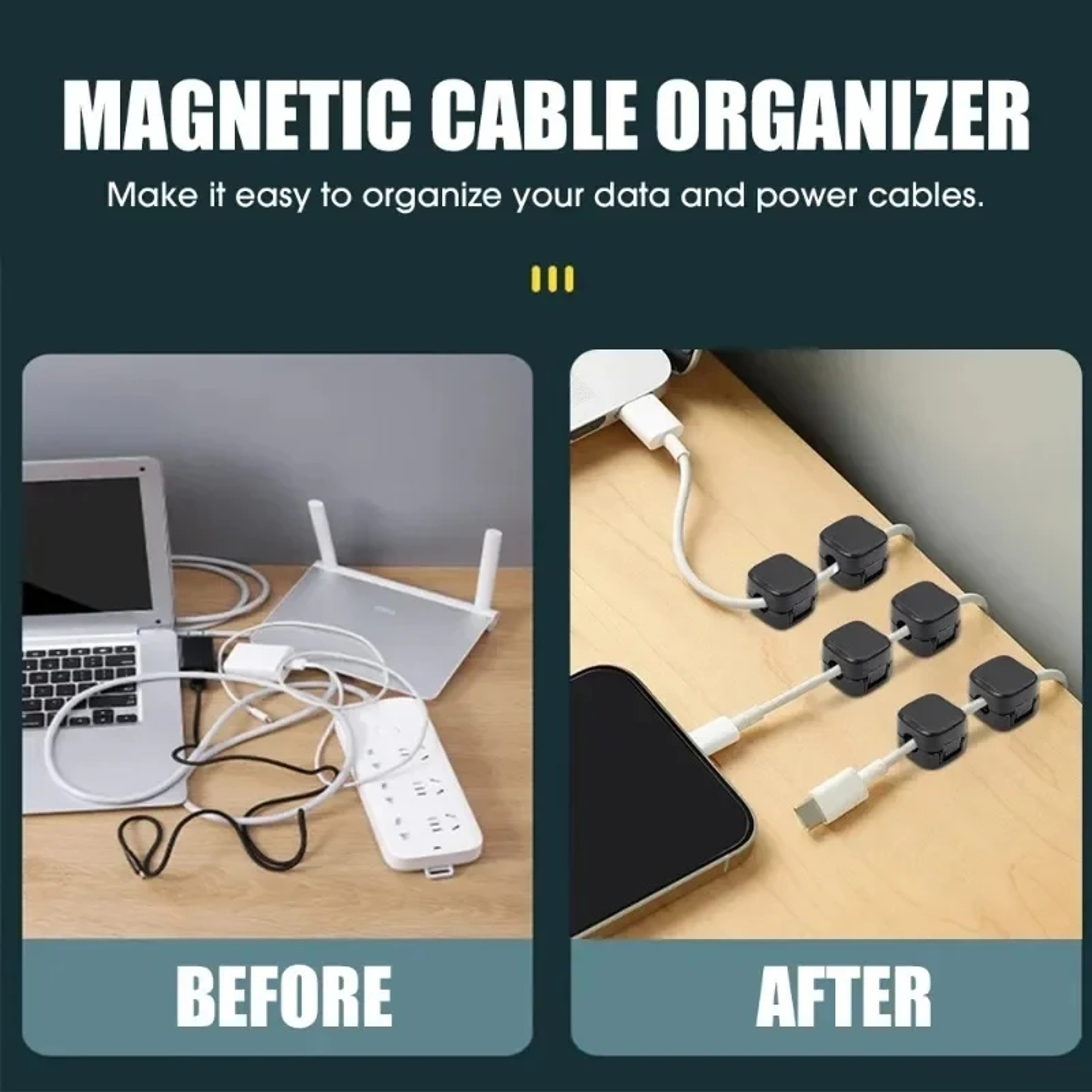 Wire Keeper Magnetic Cable Winder USB Organizer Adhesive Holder For Office  Home 2