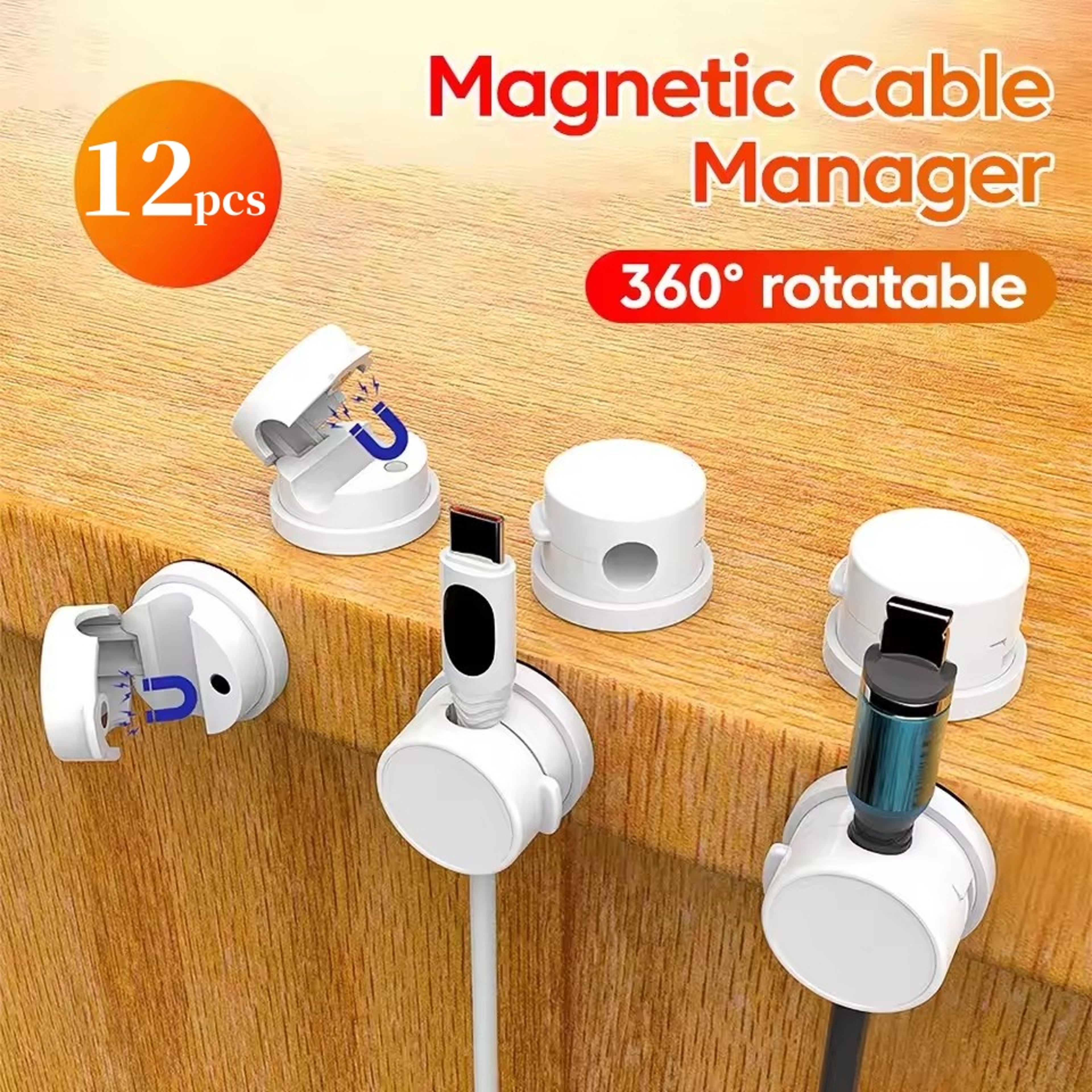 Magnetic Cable Holder USB Charging Cable Organizer Adhesive Wire Keeper For Desk Management 0