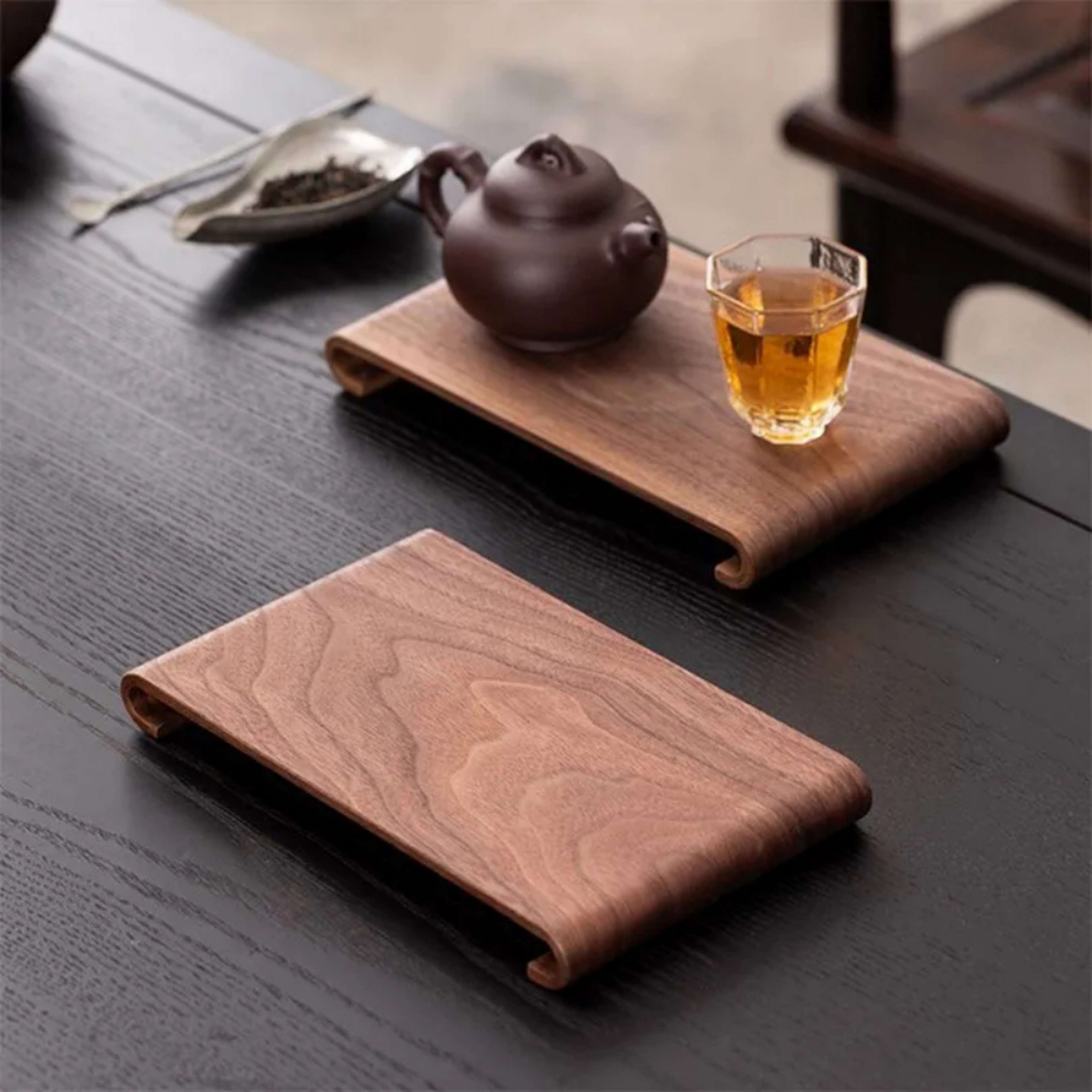 Retro Style Wooden Desktop Display Rack Creative Rectangular Decorative Plate Tray For Hotel Home C 0