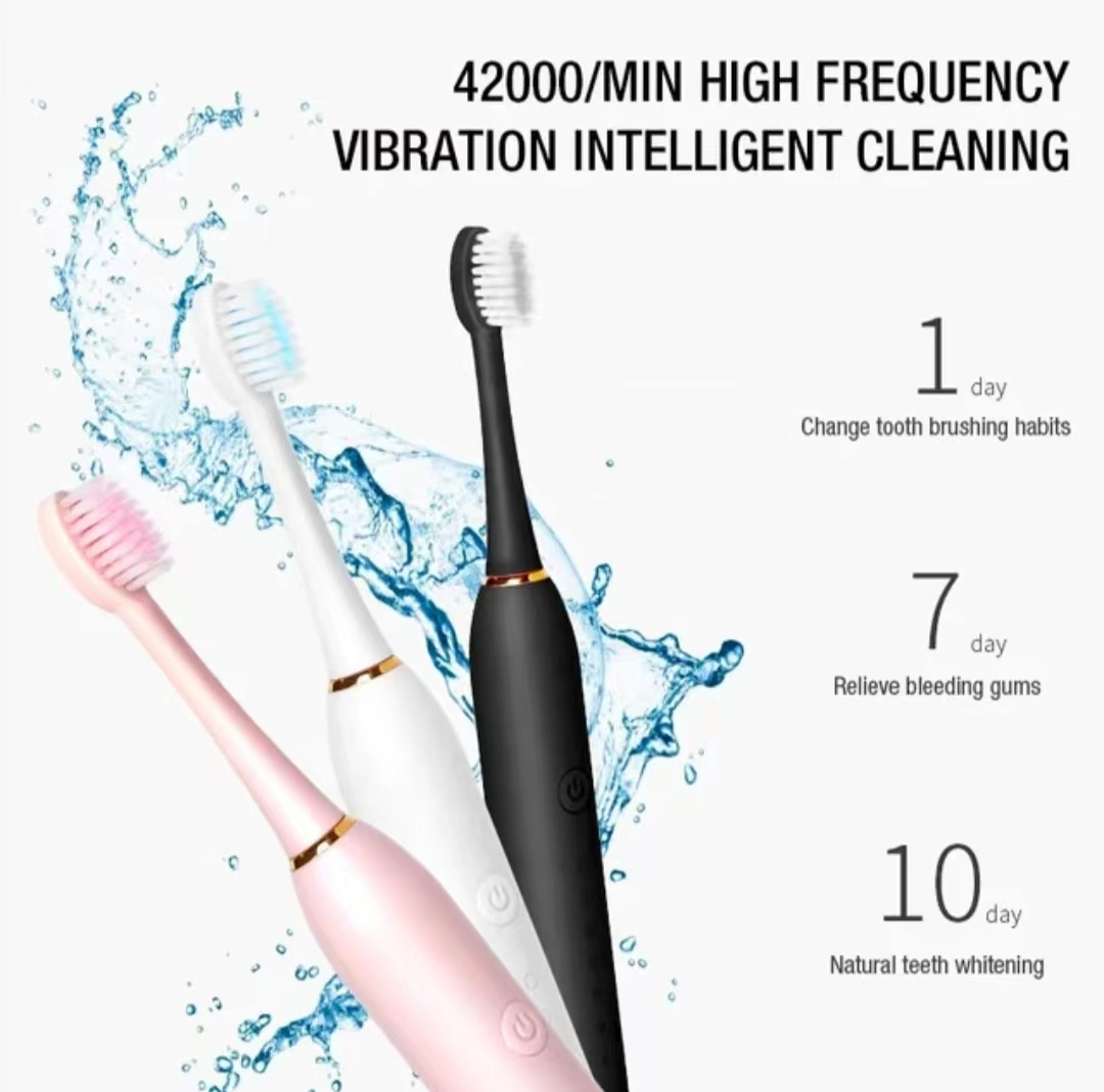 Sonic Electric Toothbrush For Adults High Frequency Cleaning USB Rechargeable Waterproof 2