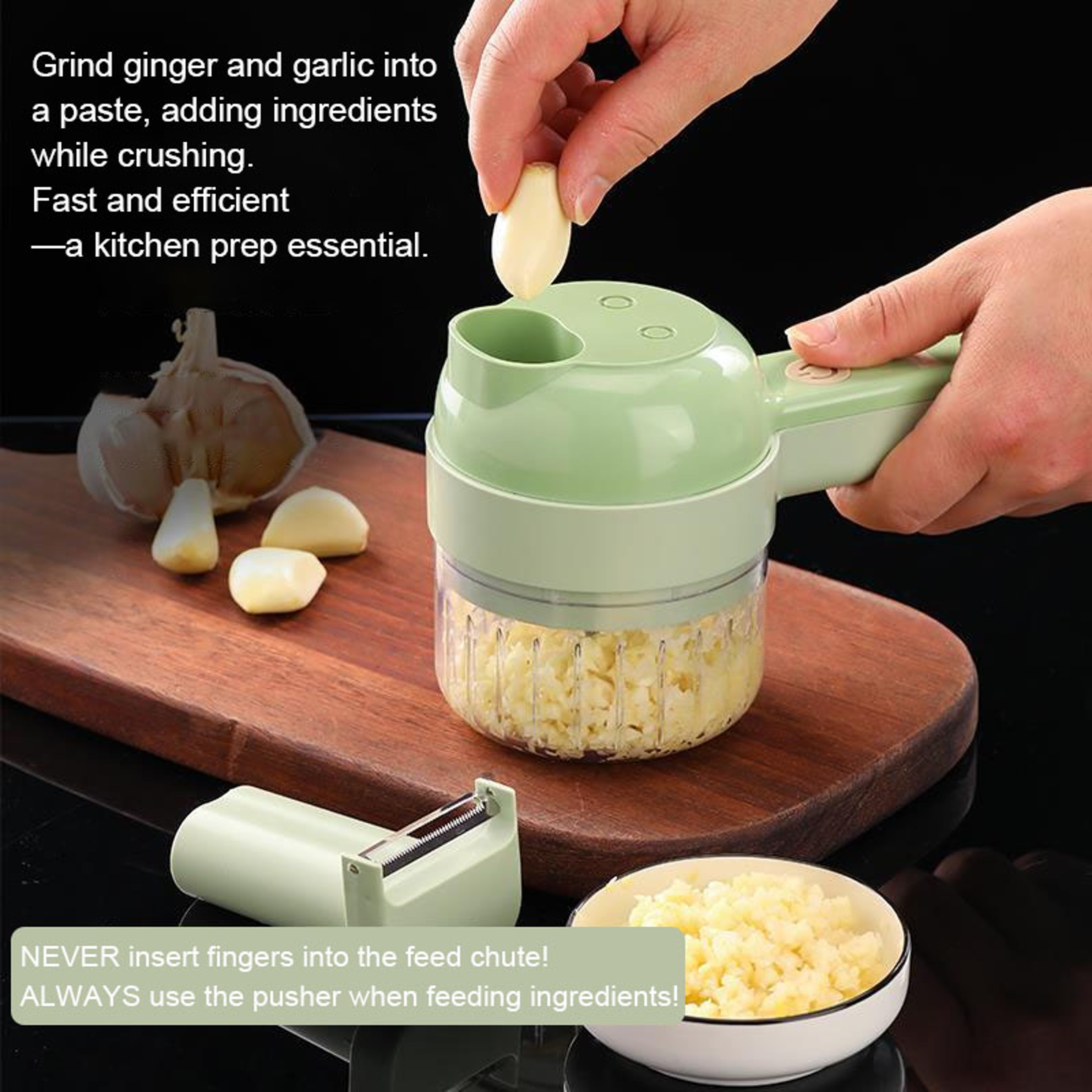 Food Chopper Meat Grinder, Handheld Wireless Garlic Masher, Home Kitchen Mincer – view 2