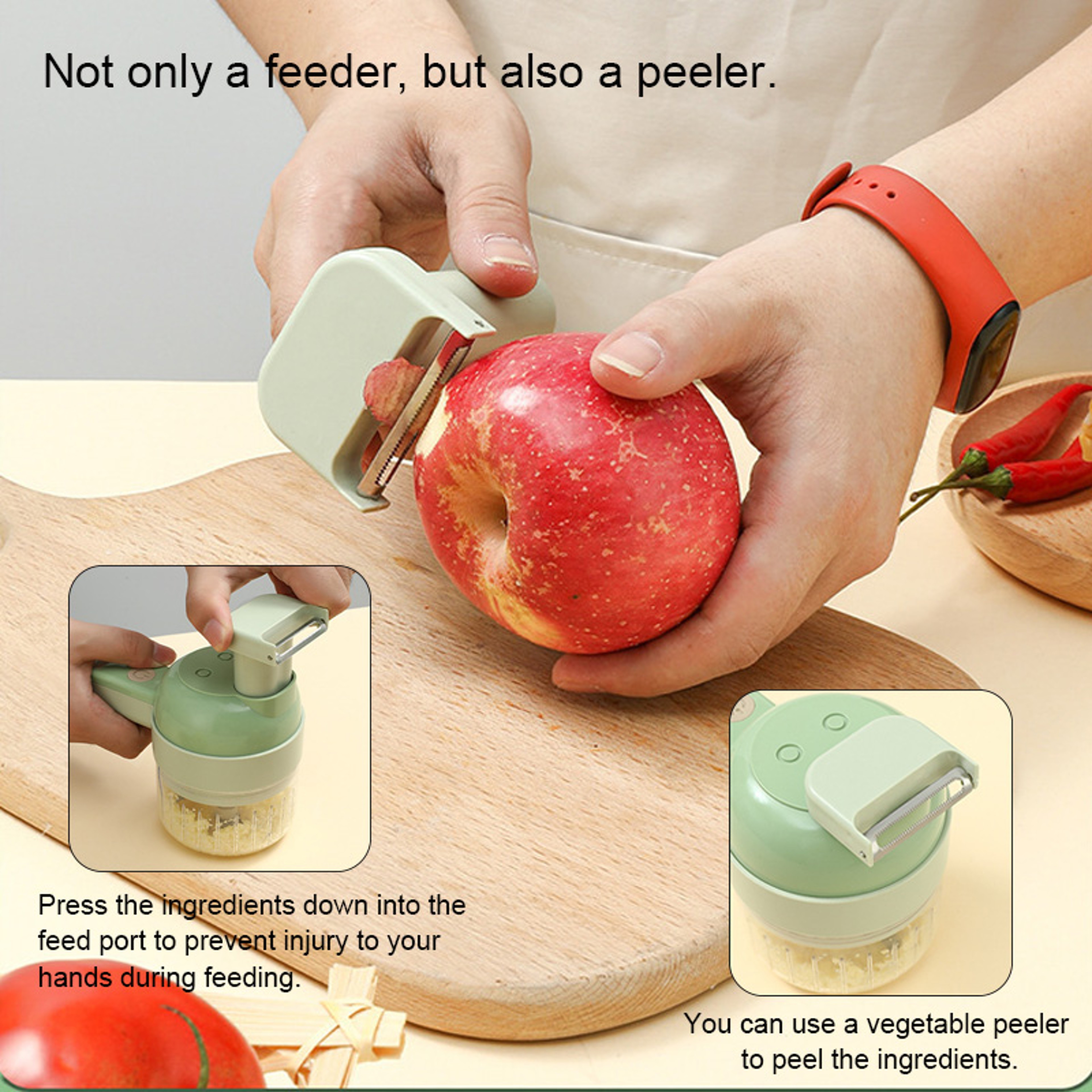 Food Chopper Meat Grinder, Handheld Wireless Garlic Masher, Home Kitchen Mincer – view 5