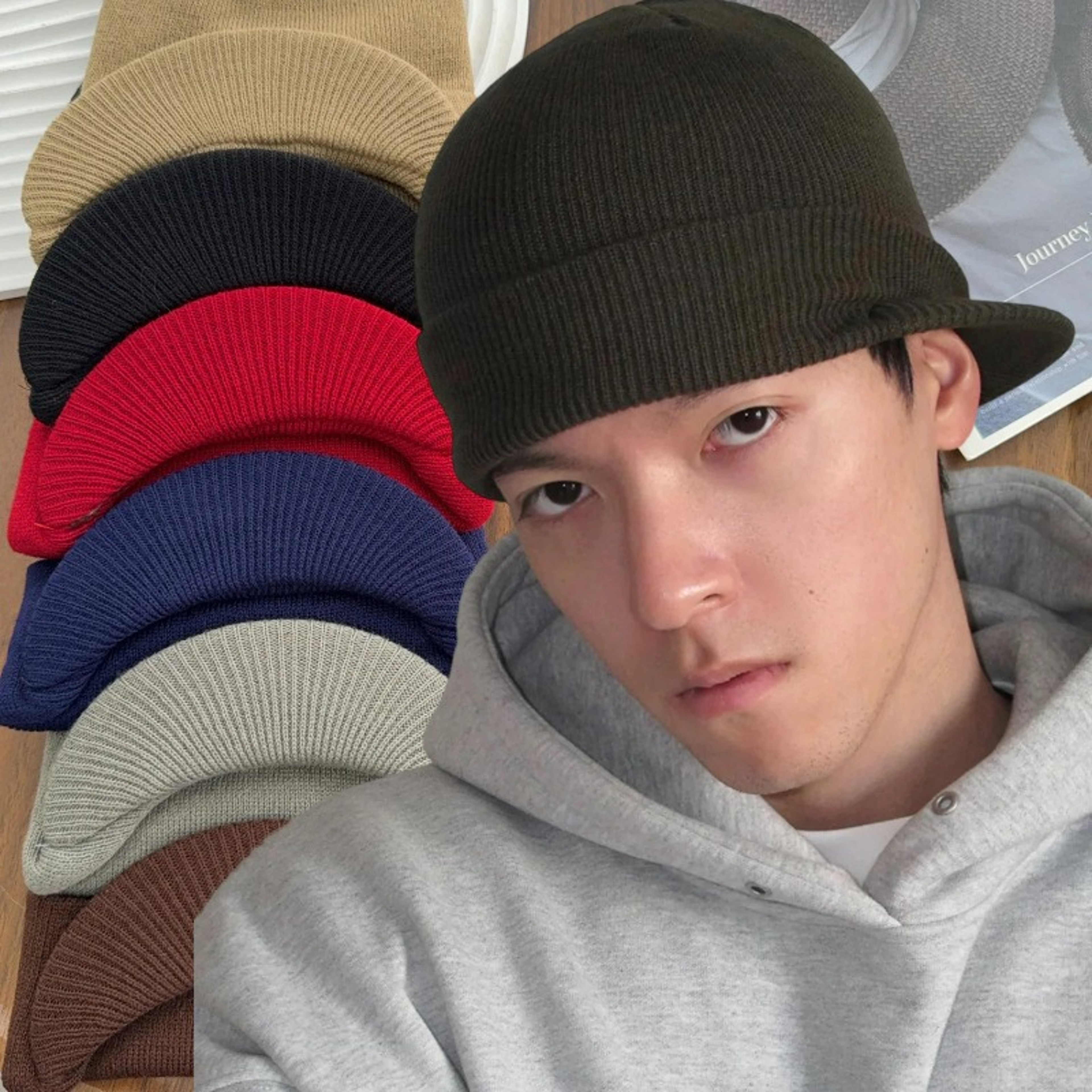 Thick Winter Knitted Hat for Men and Women, Unisex Warm Knitted Hats with Brim, Fashion Thicken Fur Lined Beanie Cap – view 3