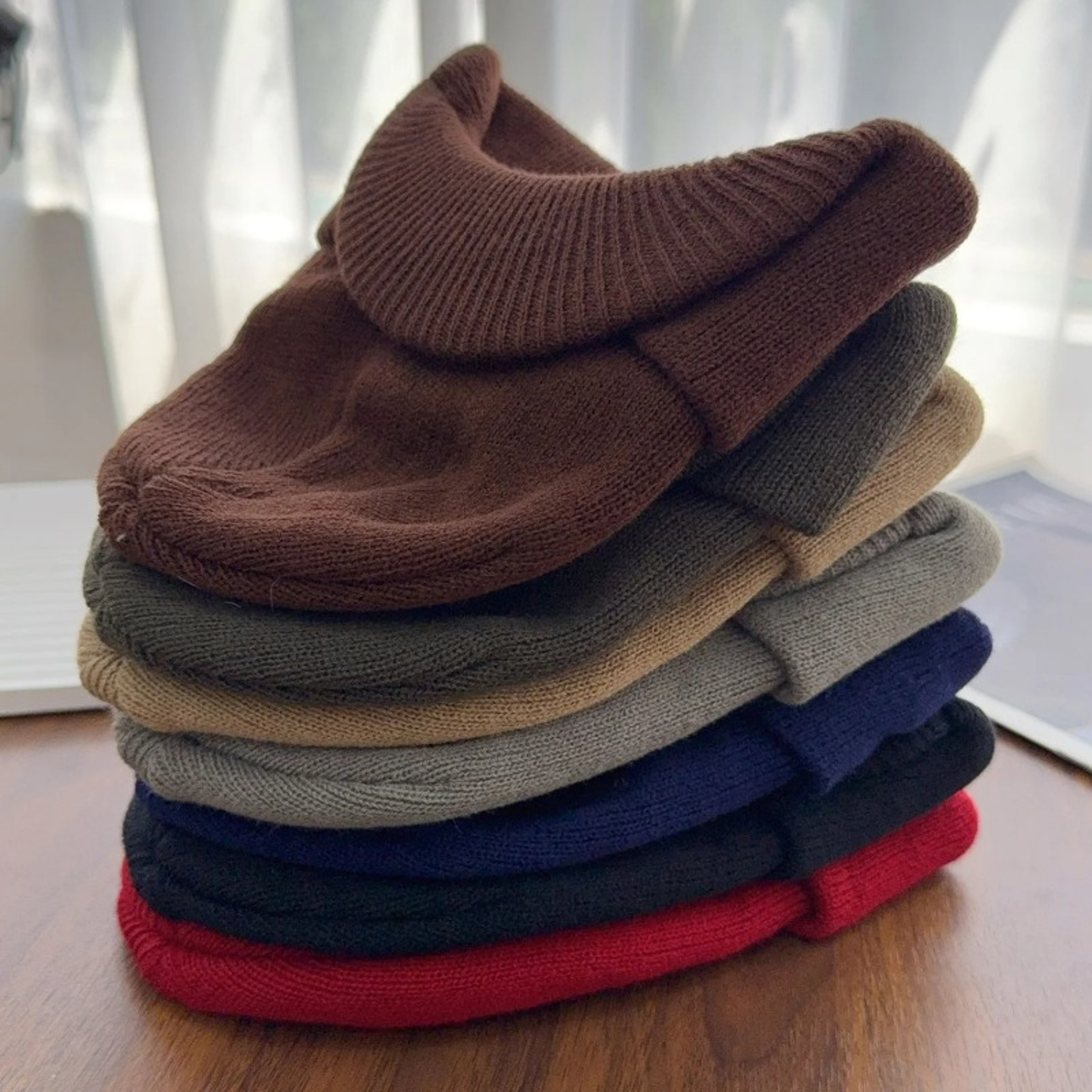 Thick Winter Knitted Hat for Men and Women, Unisex Warm Knitted Hats with Brim, Fashion Thicken Fur Lined Beanie Cap – view 5