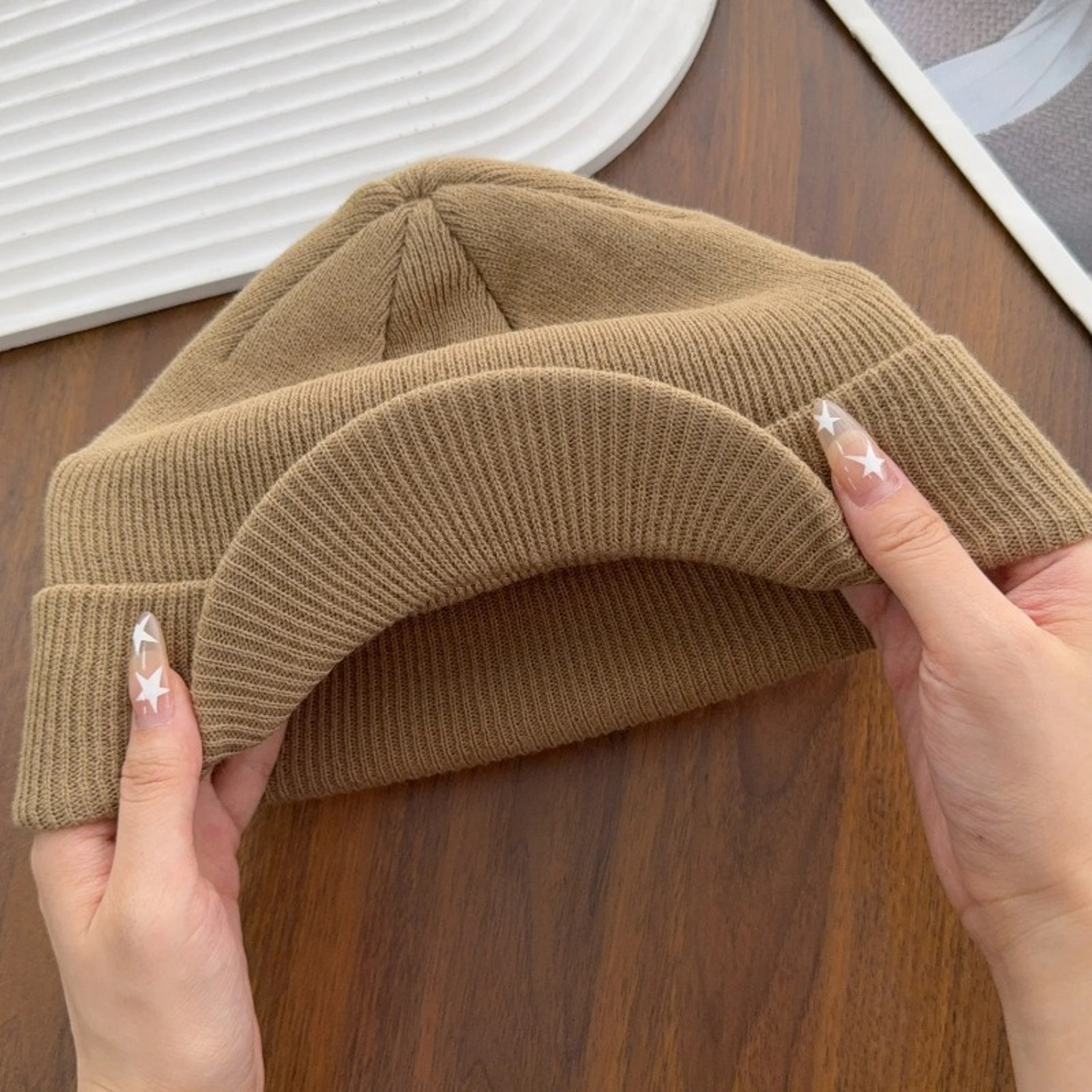 Thick Winter Knitted Hat for Men and Women, Unisex Warm Knitted Hats with Brim, Fashion Thicken Fur Lined Beanie Cap – view 6