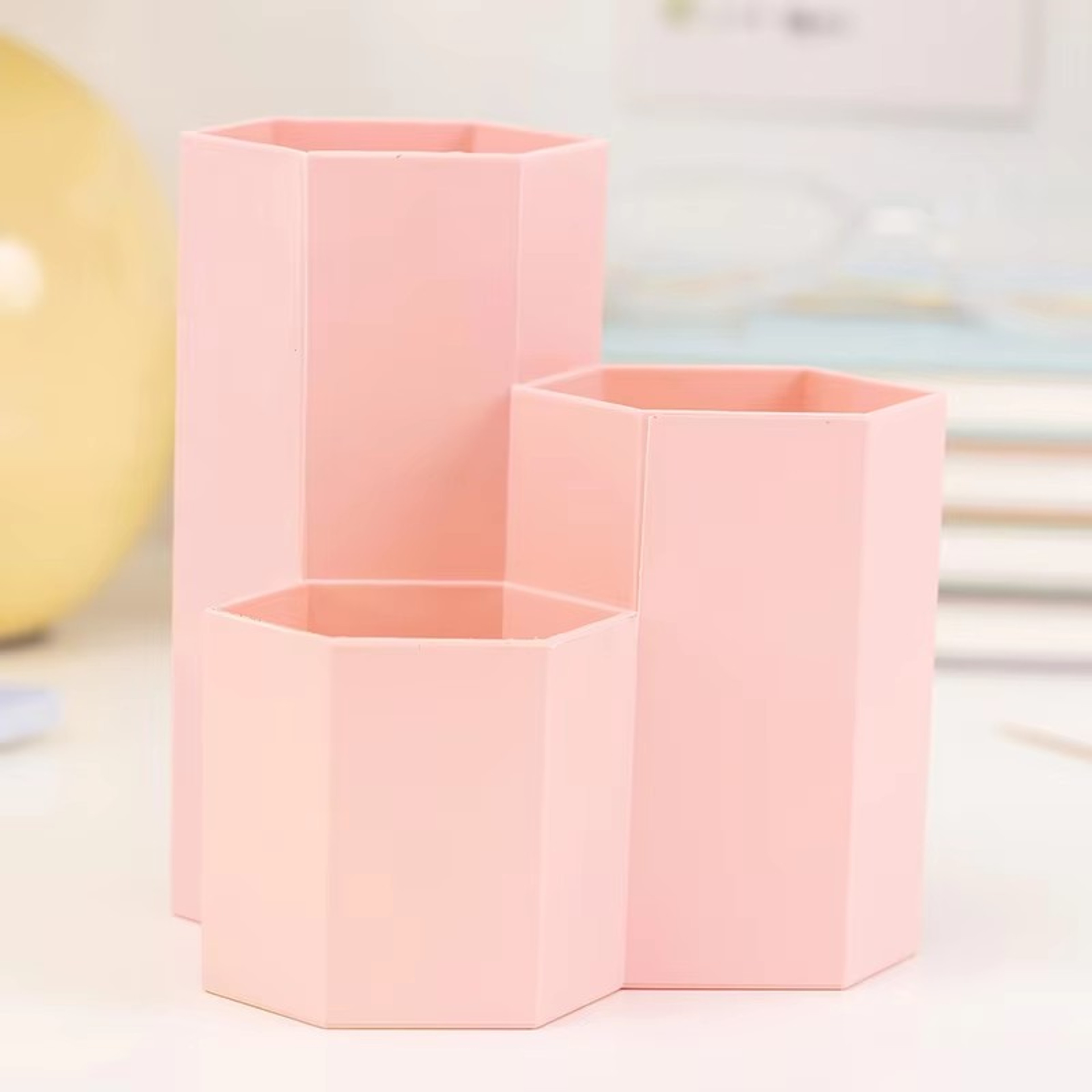 Student Office ThreeGrid Pen Holder Multifunctional Desktop Storage Box Makeup Brush And Small Item