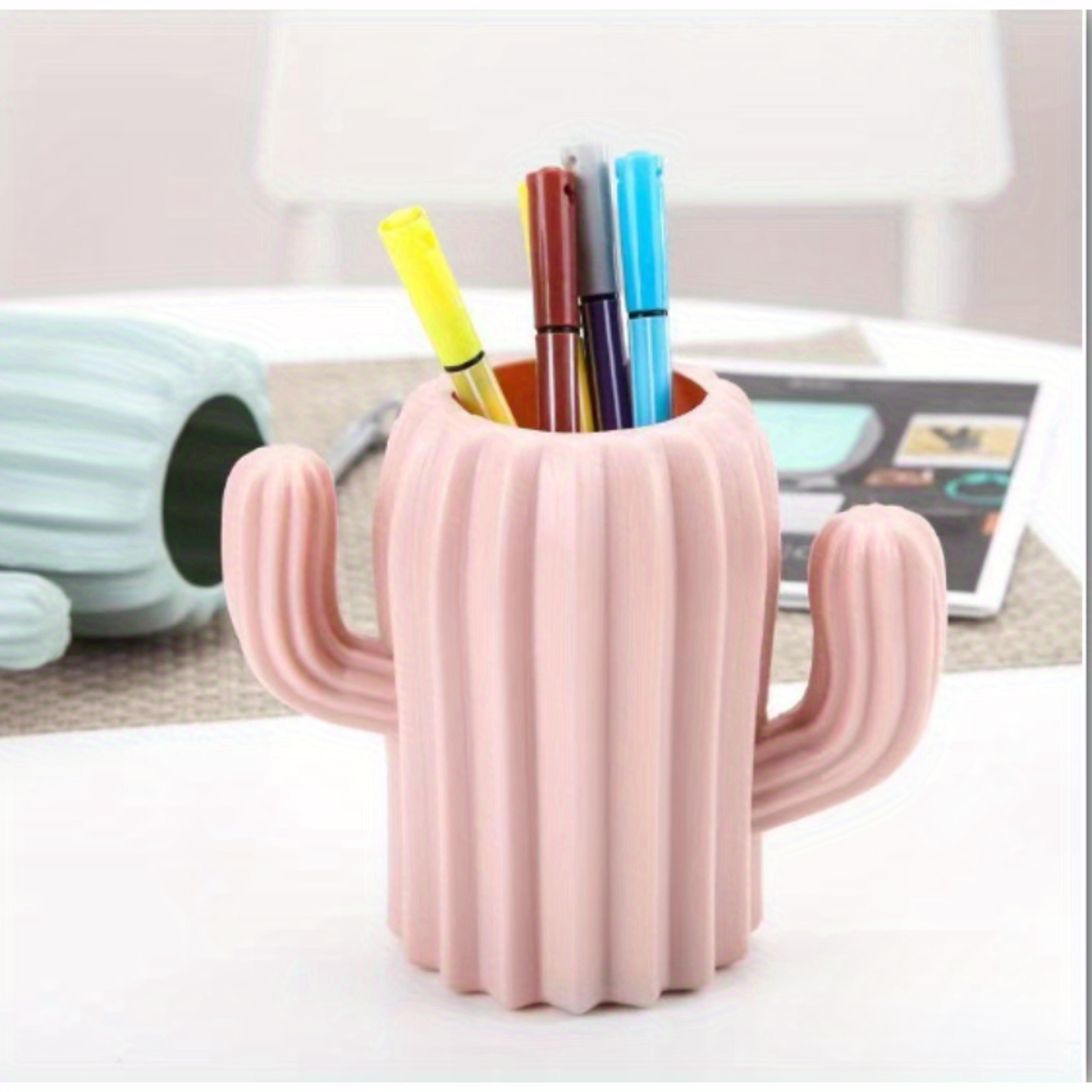 Cactus Pen Holder Desktop Organizer Container Stationery Office Decor 0