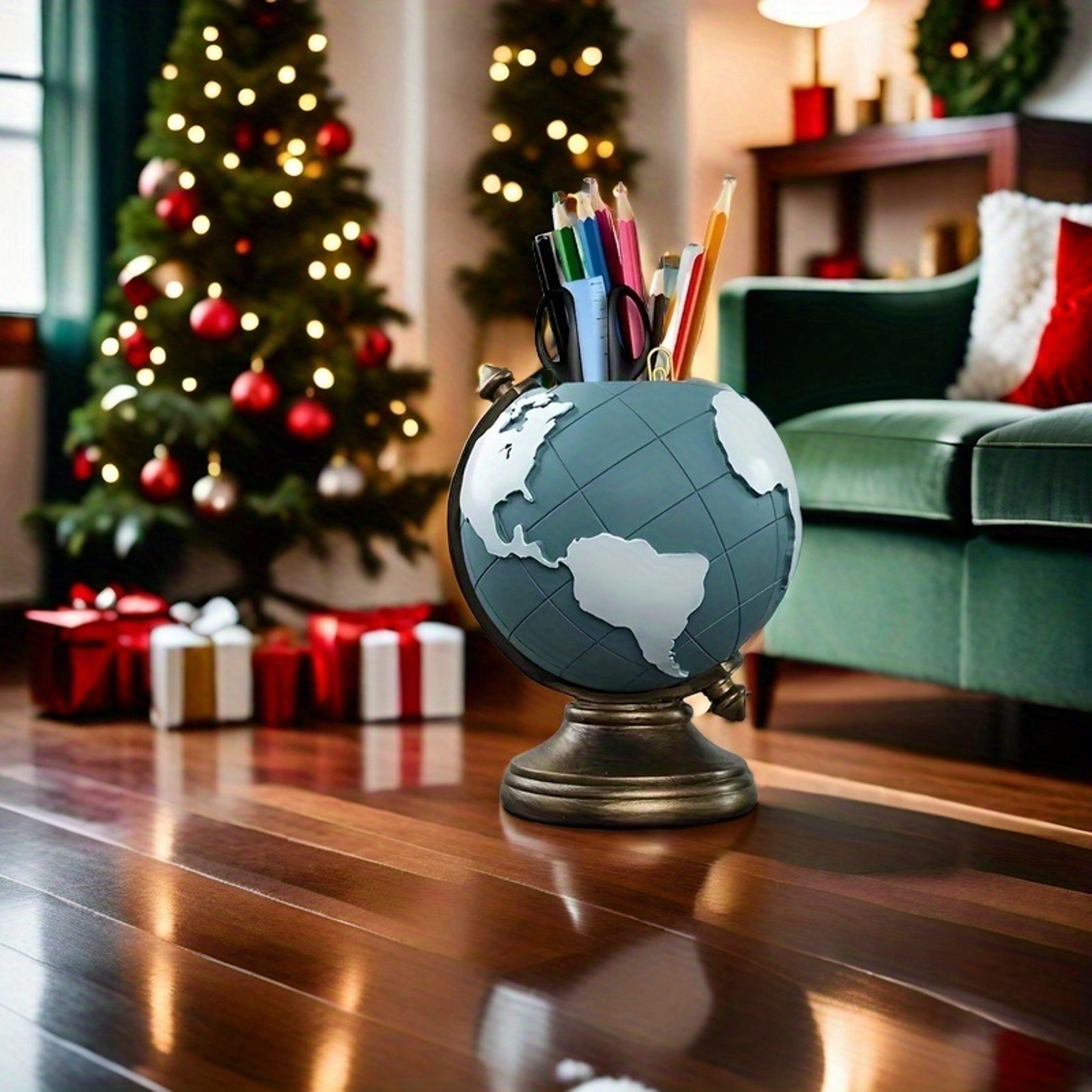 Unique Geographic Pen And Pencil Storage Creative Globe Resin Desk Organizer 5