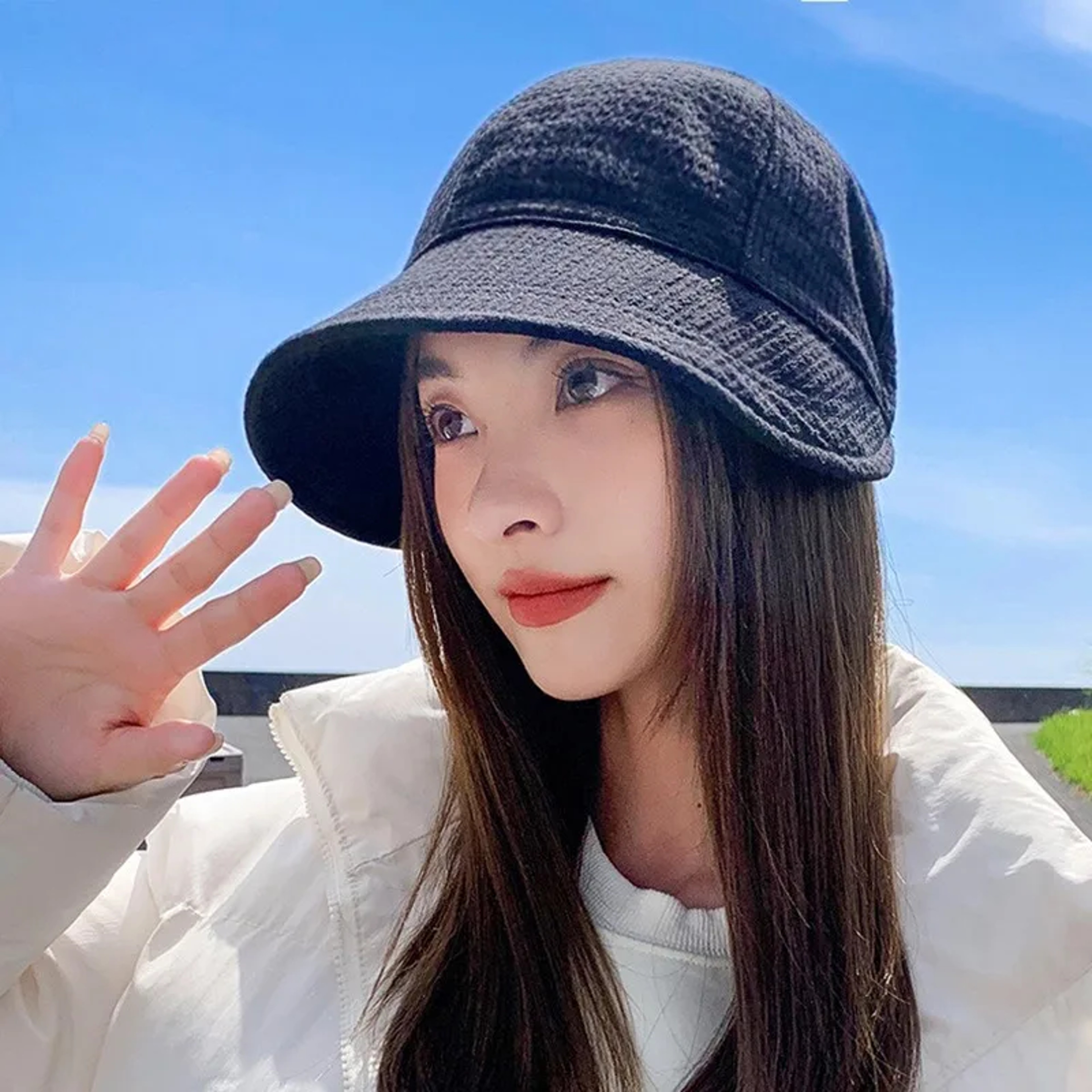 Summer Outdoor Women Foldable Sunhat, UV Protection, Adjustable Beach Fisherman Hat, Wide Brim Bucket Cap – view 3