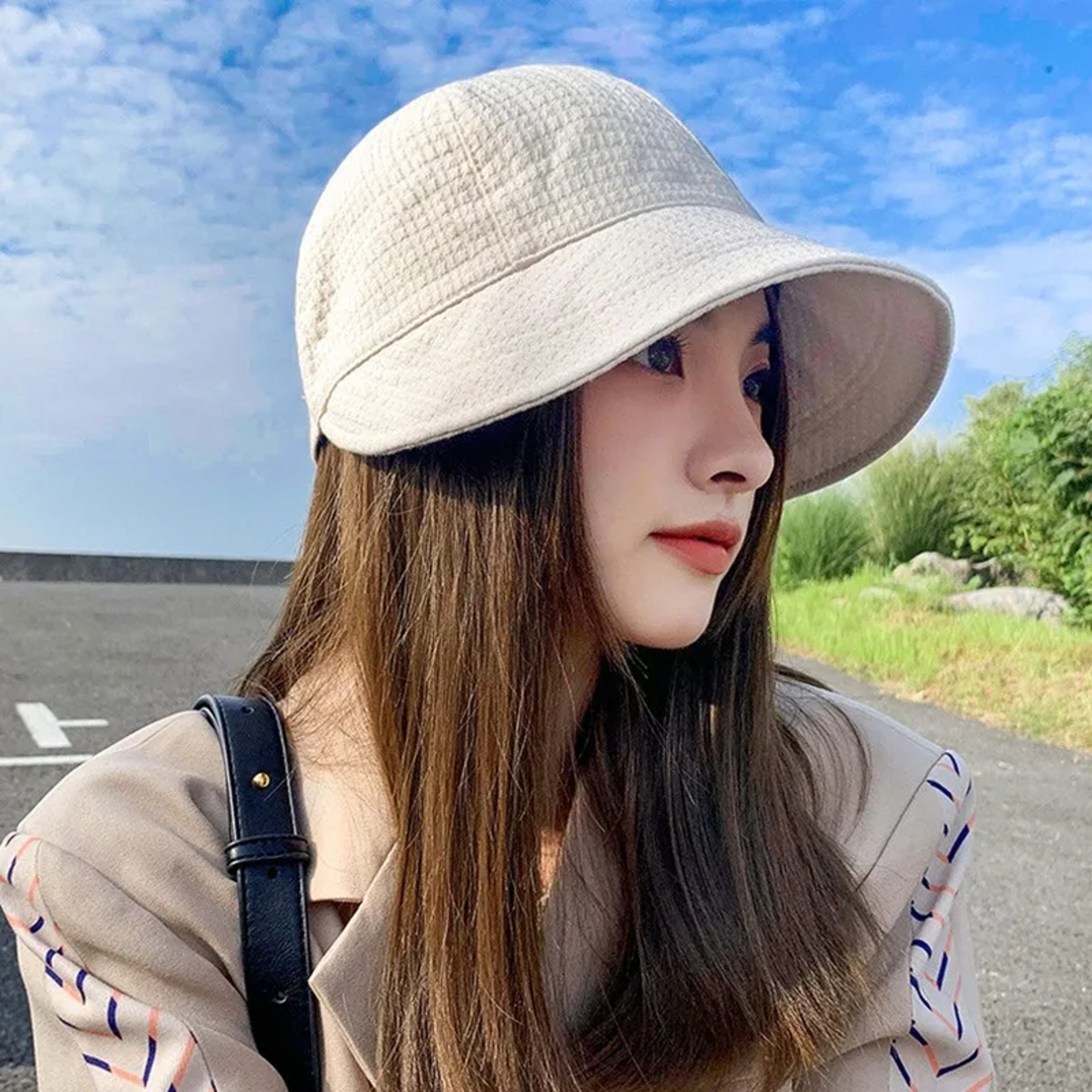 Summer Outdoor Women Foldable Sunhat, UV Protection, Adjustable Beach Fisherman Hat, Wide Brim Bucket Cap – view 4