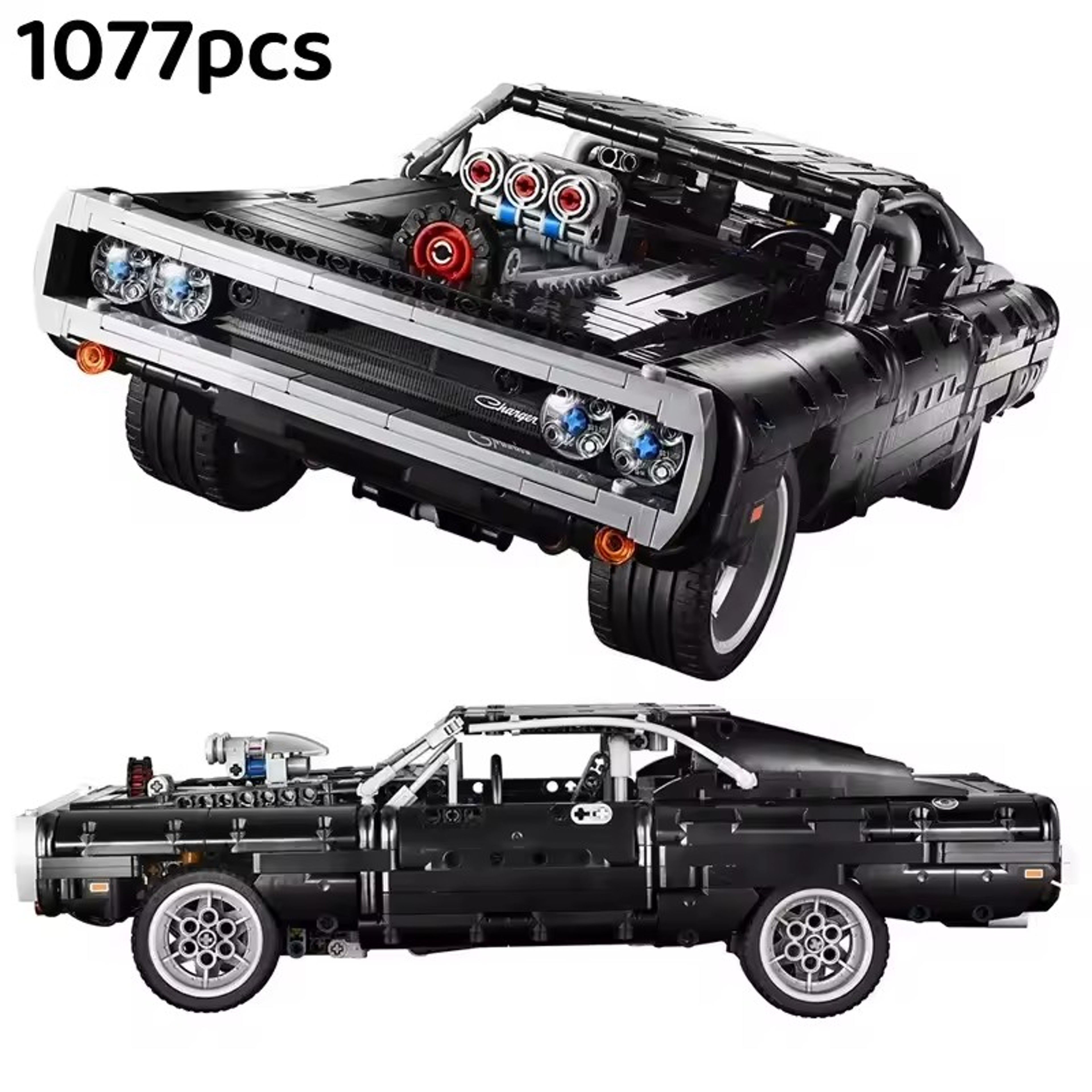 Dodge Charger Racing Car Building Blocks Model, Fast and Furious Famous Vehicle for Boys, Technical Car Bricks – view 1
