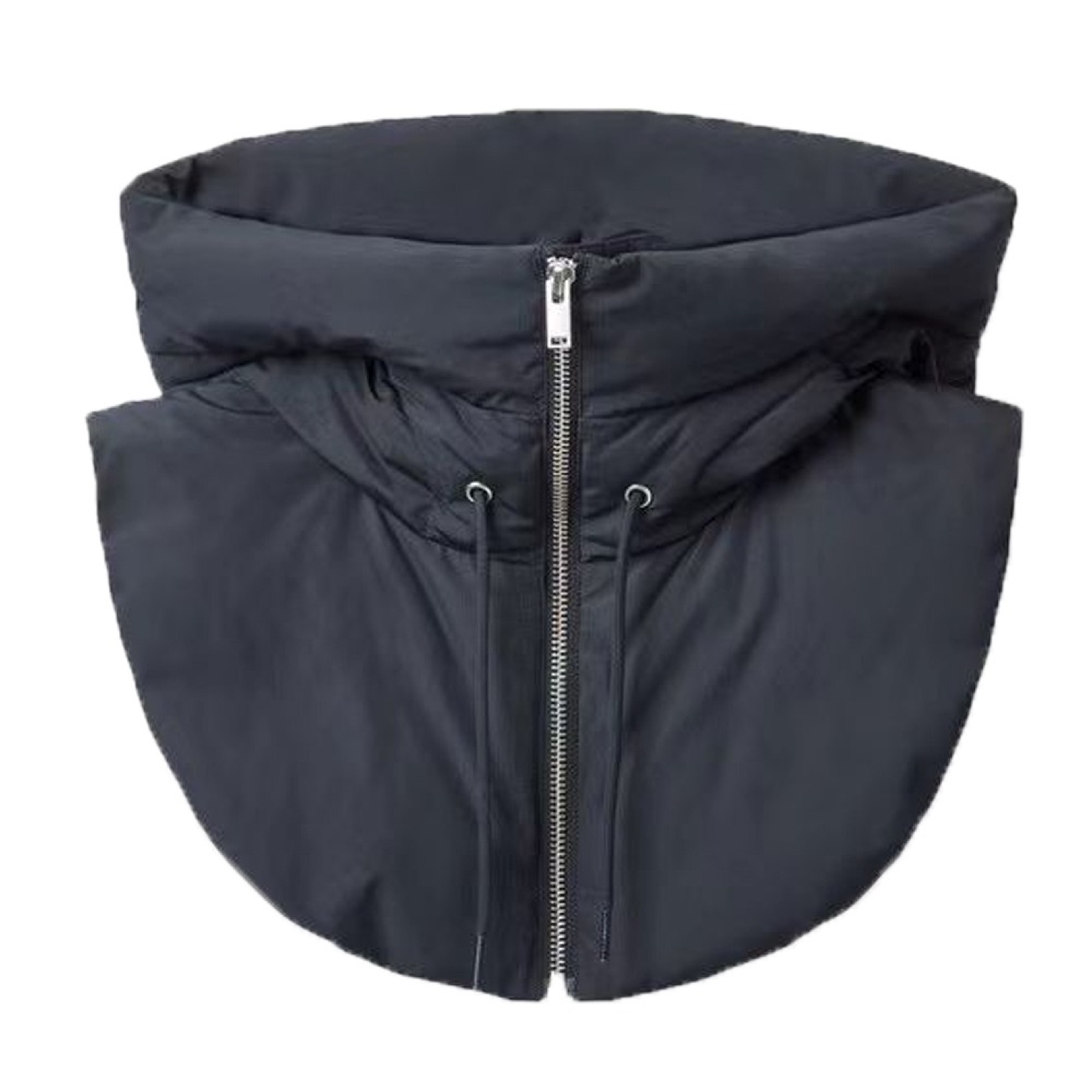 Womens Ultralight Down Hooded Hats Drawstring Neck Cover Removable Scarf Zipper Coat Balaclava Hat 5