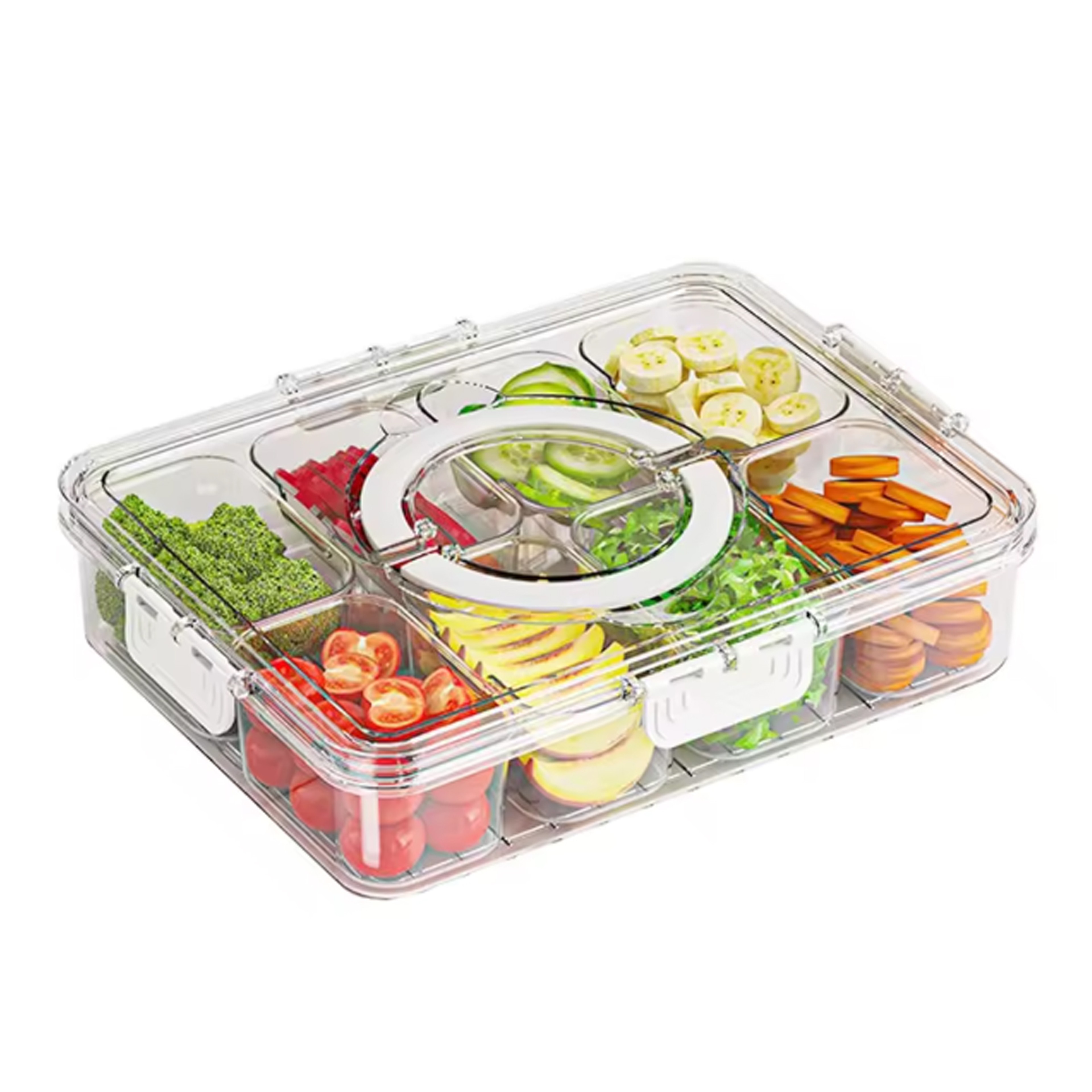 Snack Box With Lid Divided Plate For Food Storage Fruit  Vegetable Snack Box For Refrigerator 0