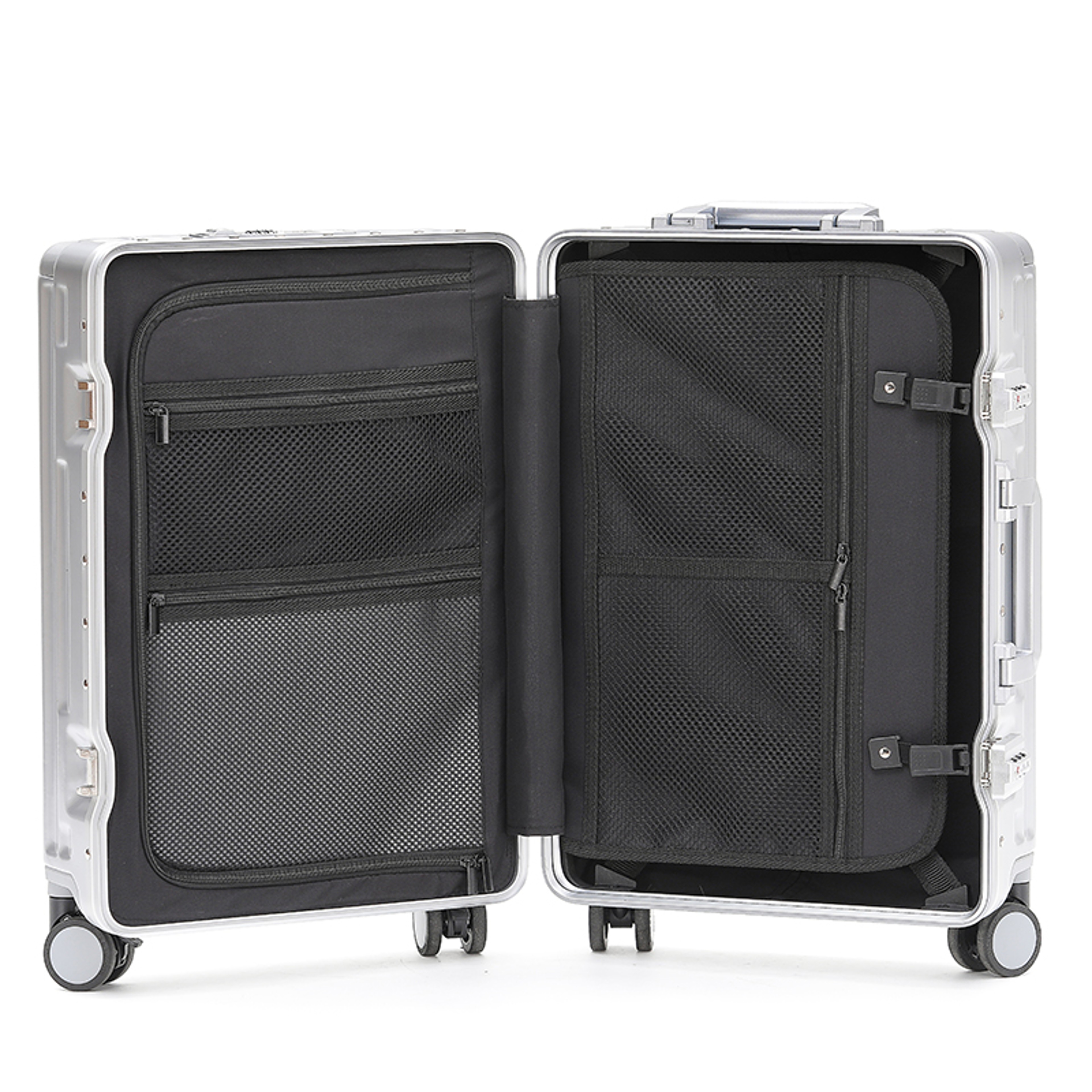 Aluminum Frame Trolley Case Silent Wheels Mobile Phone Holder USB Charging For Vacation  Business T 2