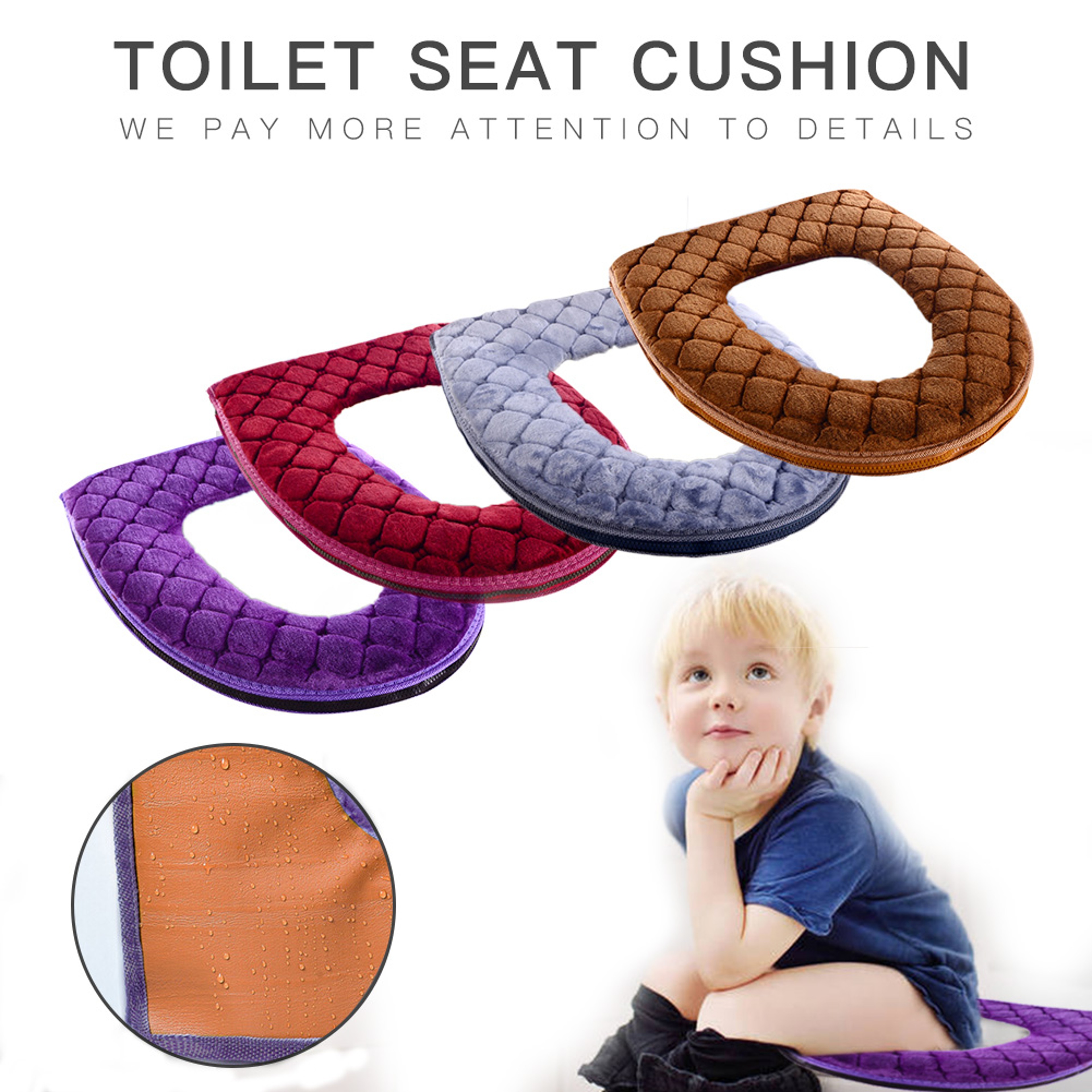 Soft Plush Winter Bathroom Toilet Seat Cover, Washable O-shaped Toilet Lid Cushion, Warm Household Supplies – view 3