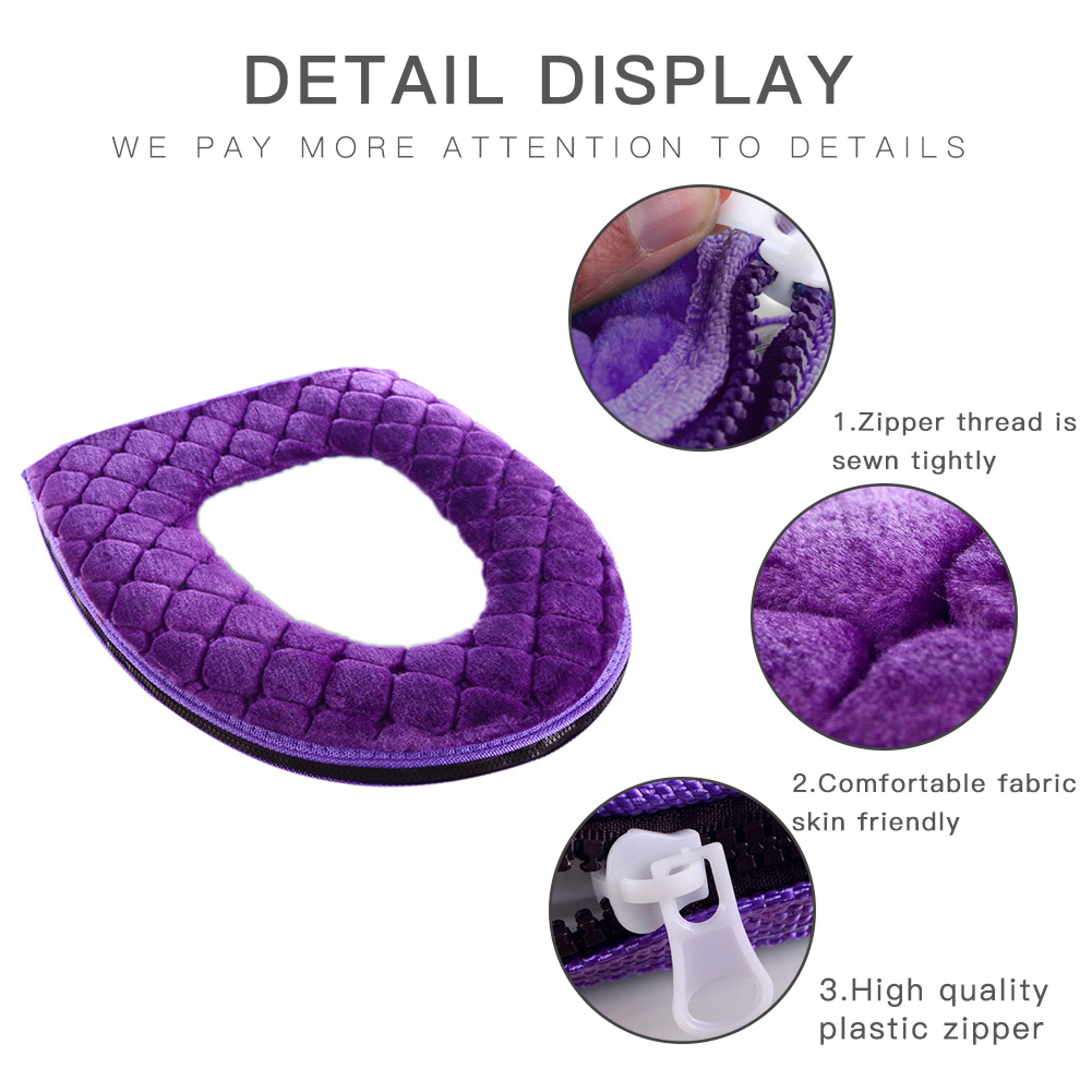 Soft Plush Winter Bathroom Toilet Seat Cover, Washable O-shaped Toilet Lid Cushion, Warm Household Supplies – view 5