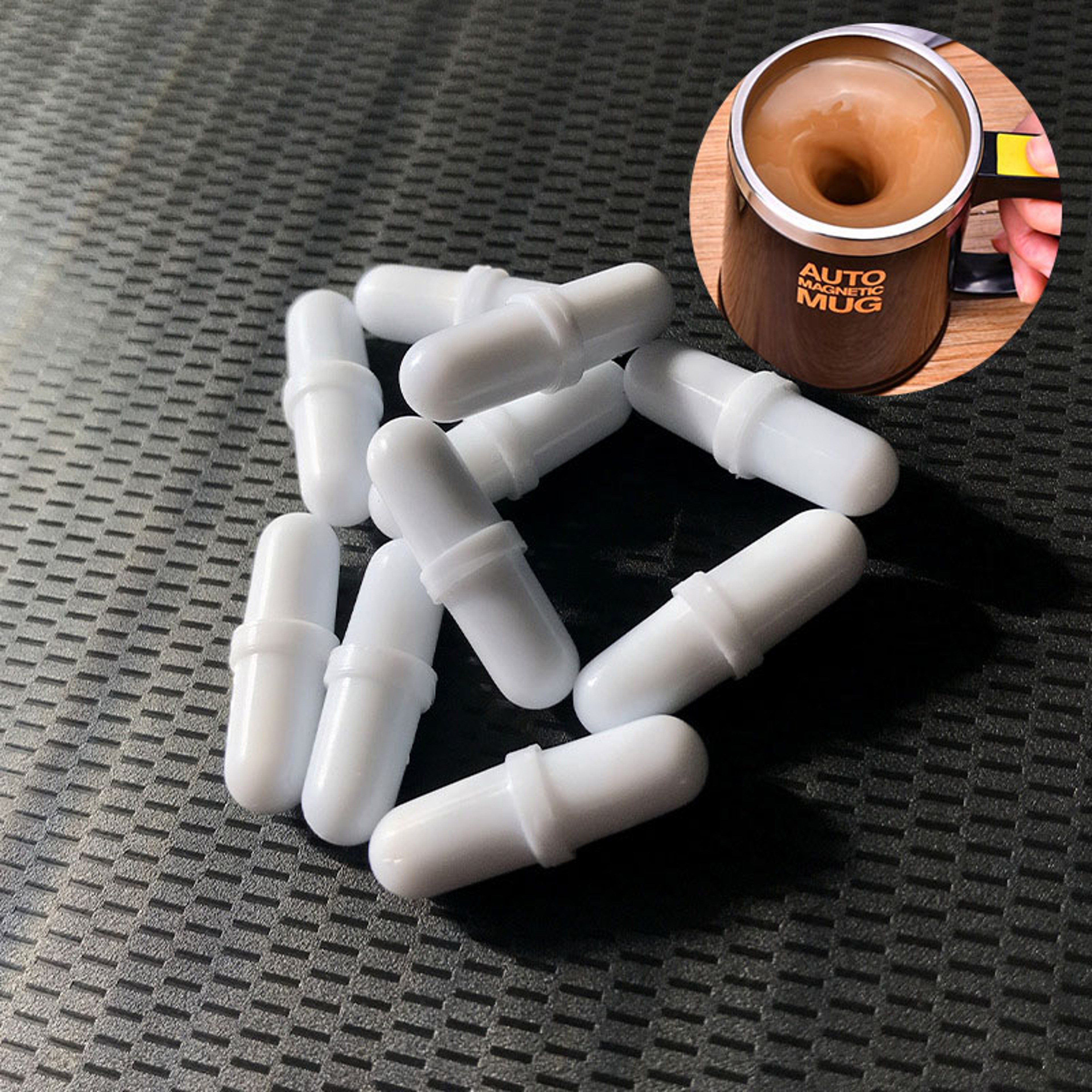 Self Stirring Magnetic Mug Capsule NonCorroding Cylindrical Magnetic Stirring Rod Smart Mixer 2