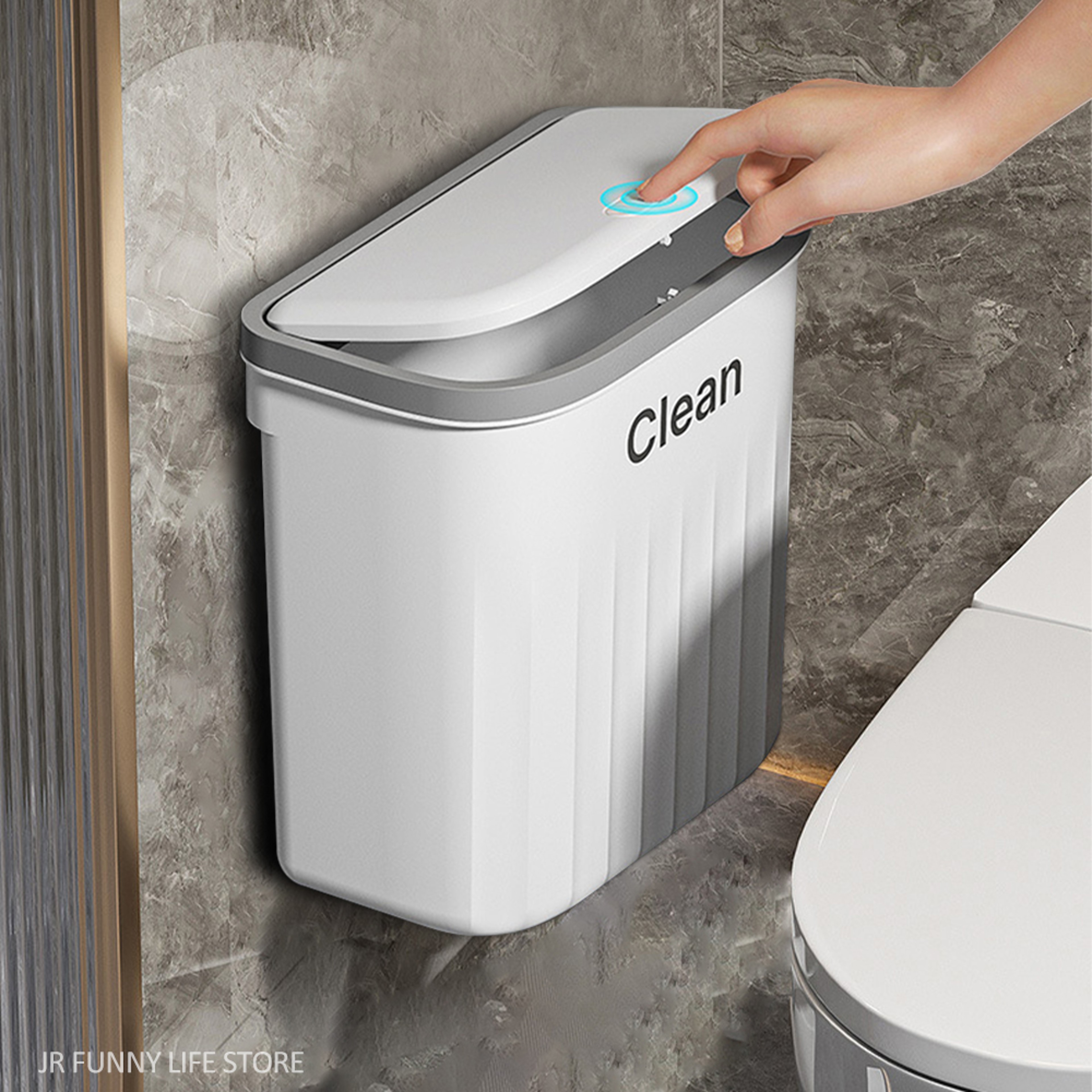 Hanging Wastebasket Wall Mounted Trash Can For Bathroom Kitchen Garbage Bucket With Lid 0