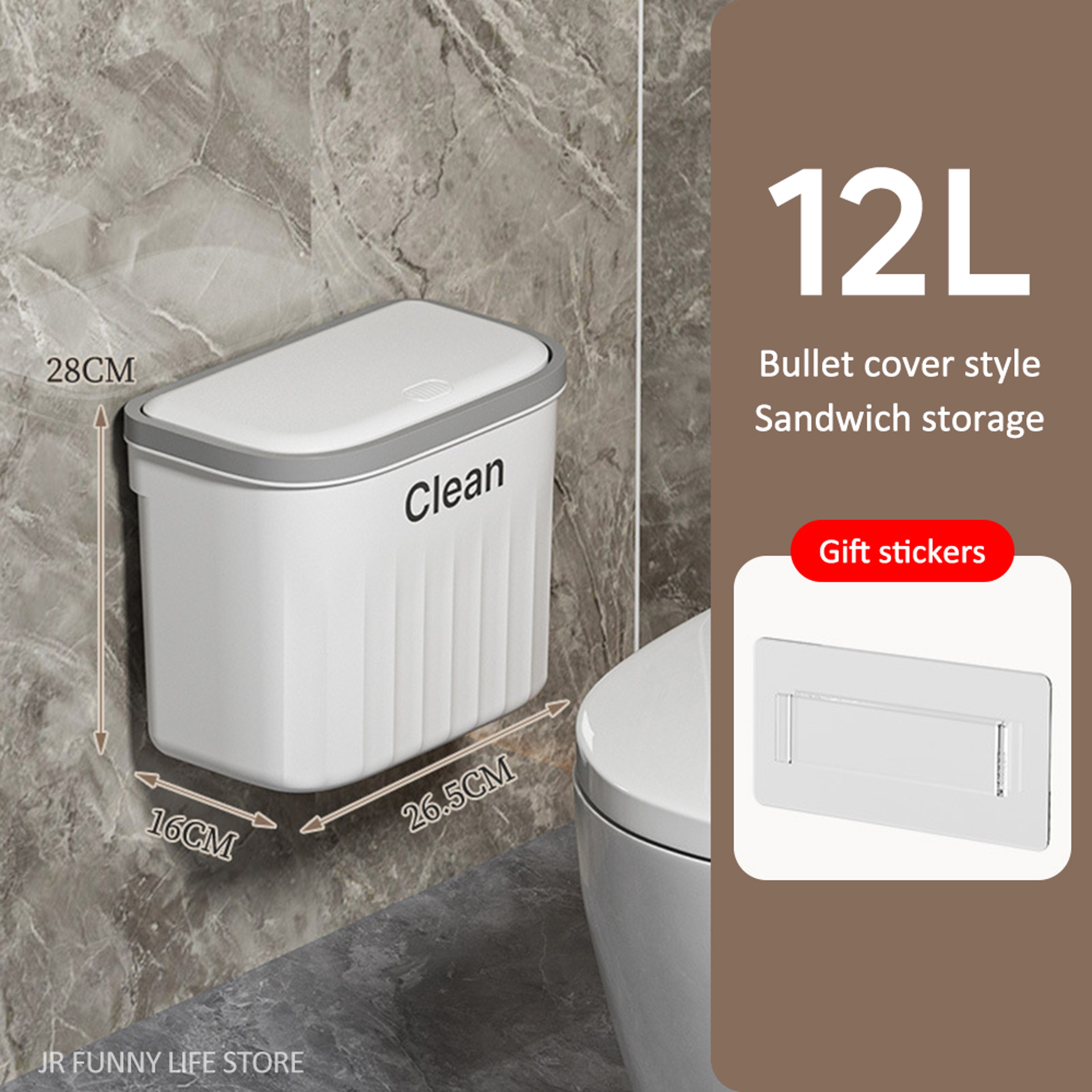 Hanging Wastebasket Wall Mounted Trash Can For Bathroom Kitchen Garbage Bucket With Lid 5