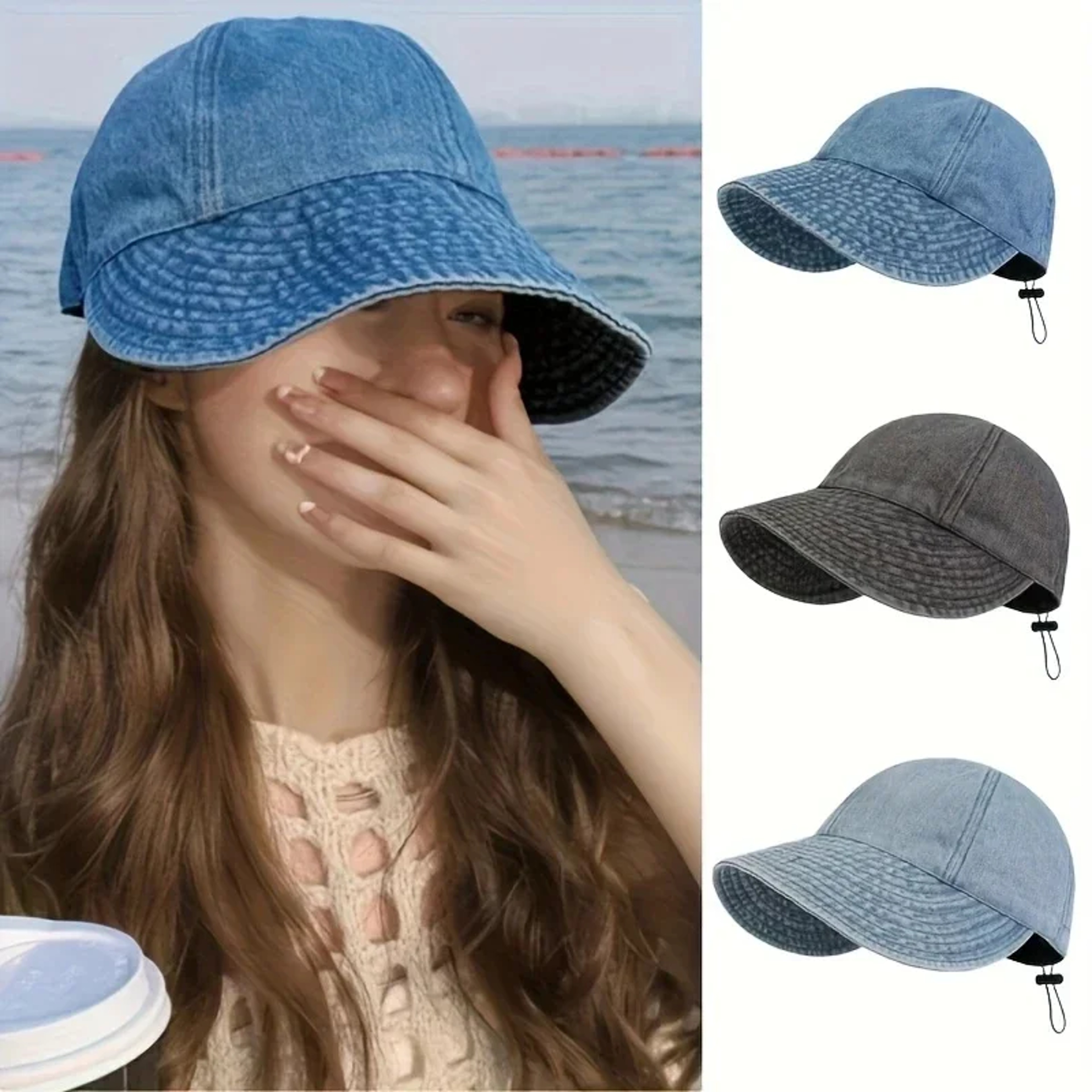 Adjustable Drawstring Sun Hat Foldable Wide Brim Fisherman Cap For Summer Beach 4