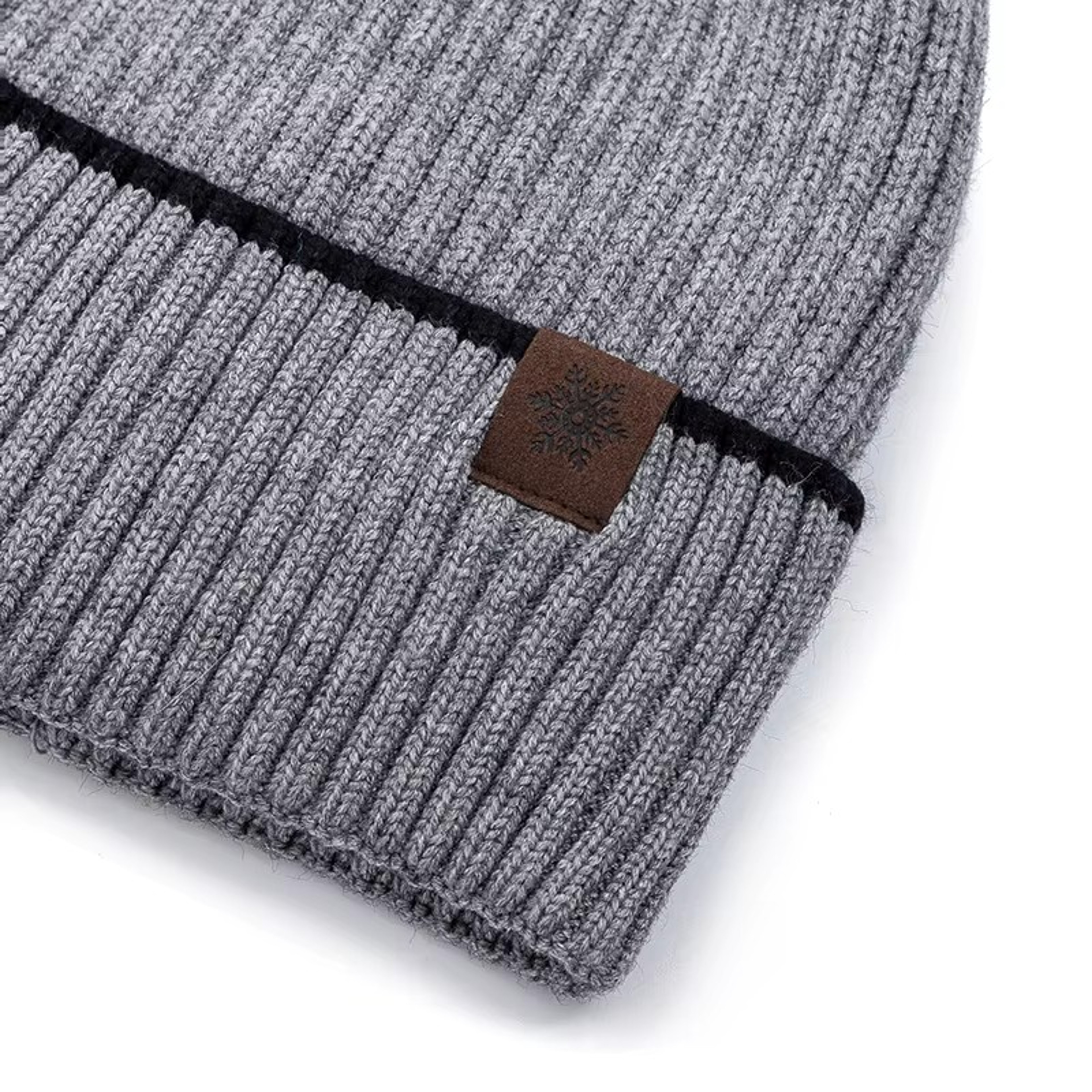 Plush Fleece Warm Winter Beanie Hat for Men, Unisex Soft Ski Sports Cap with Snow Label, Thicken Outdoor Hat – view 3