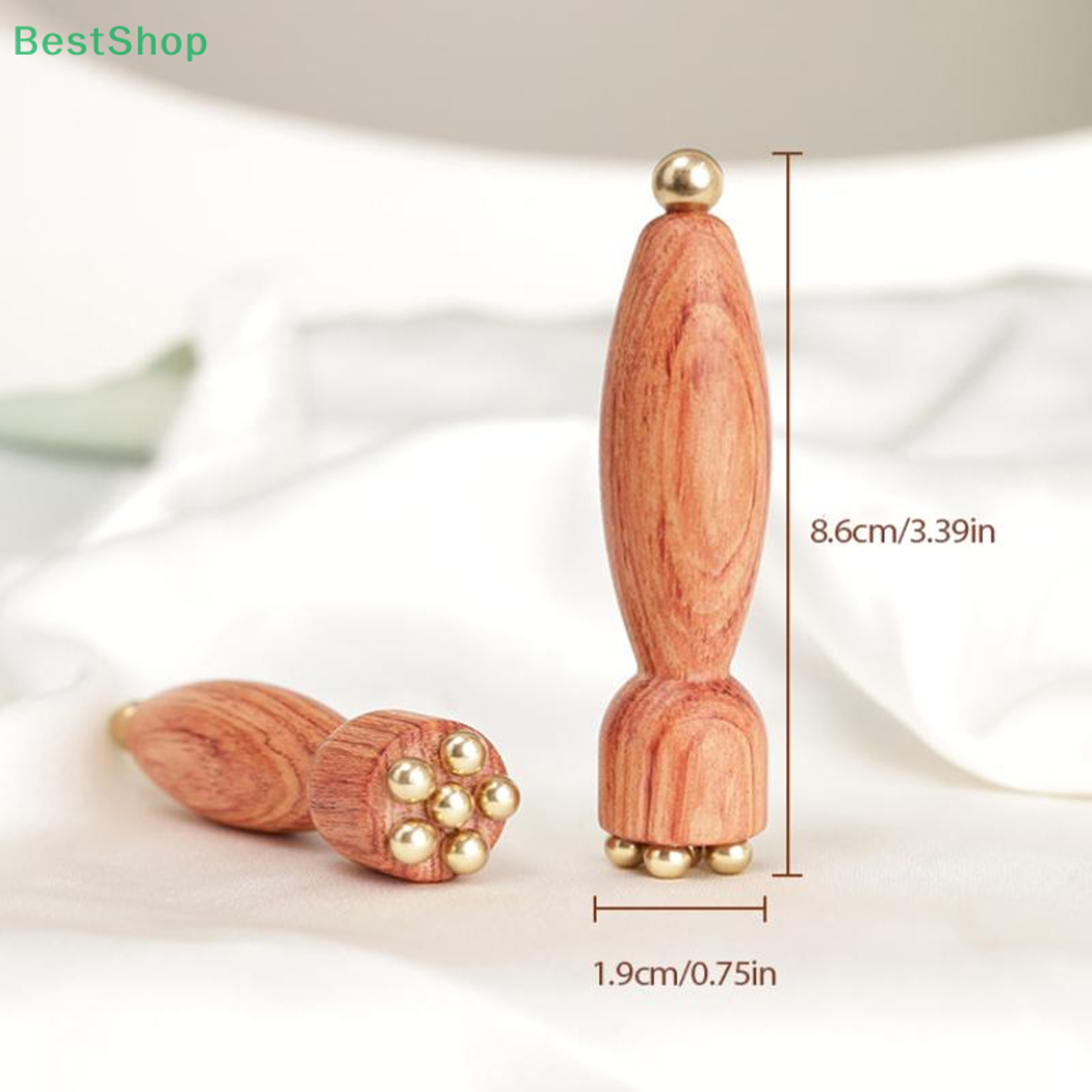 Brass & Rosewood Facial Gua Sha Tool, Lotus Seedpod Acupoint Massage for Eye Relaxation, Spot Meridians Handheld – view 3
