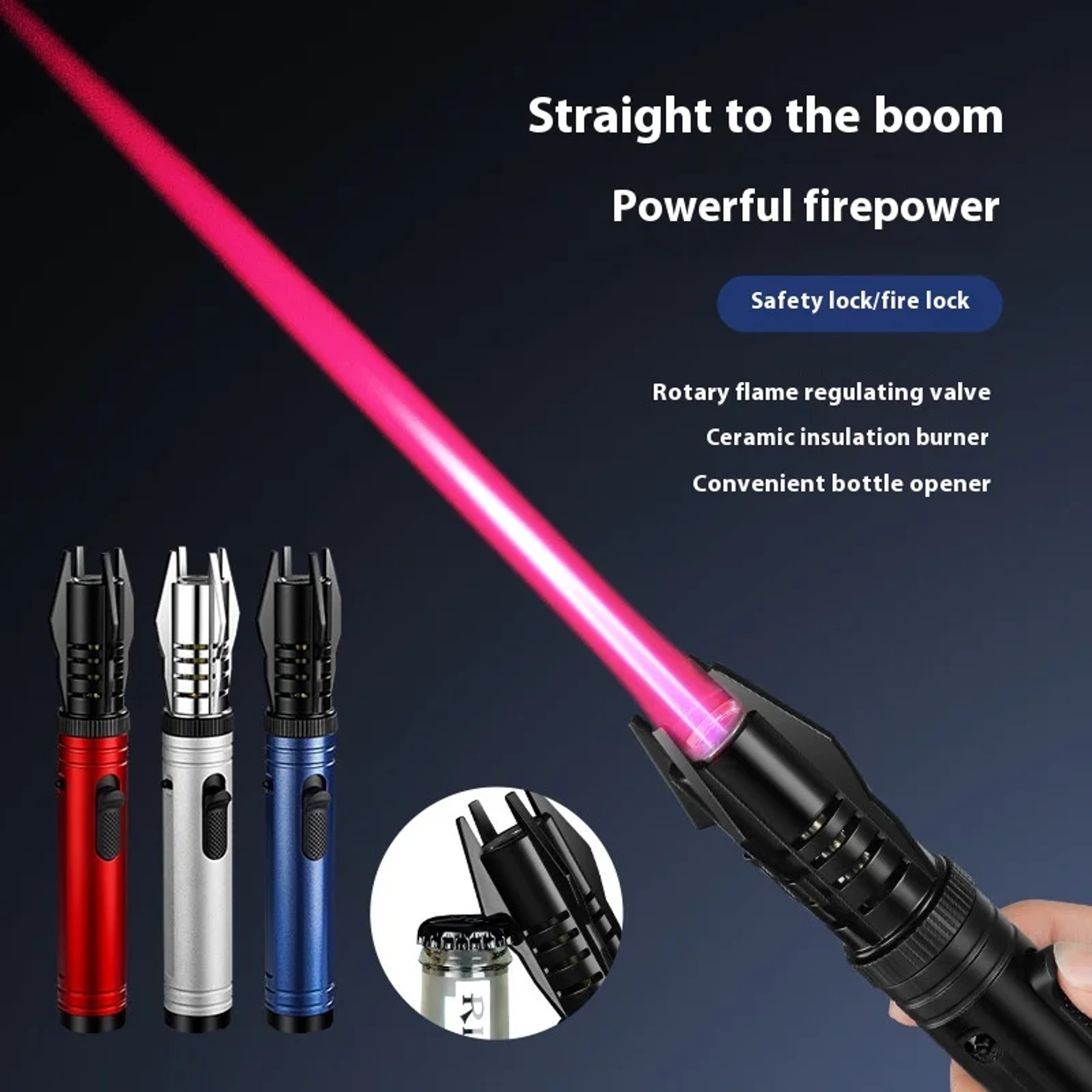 Metal Gas Lighter With Powerful Jet Flame Windproof Torch For Kitchen Cooking Barbecue Cigar Smokin 2