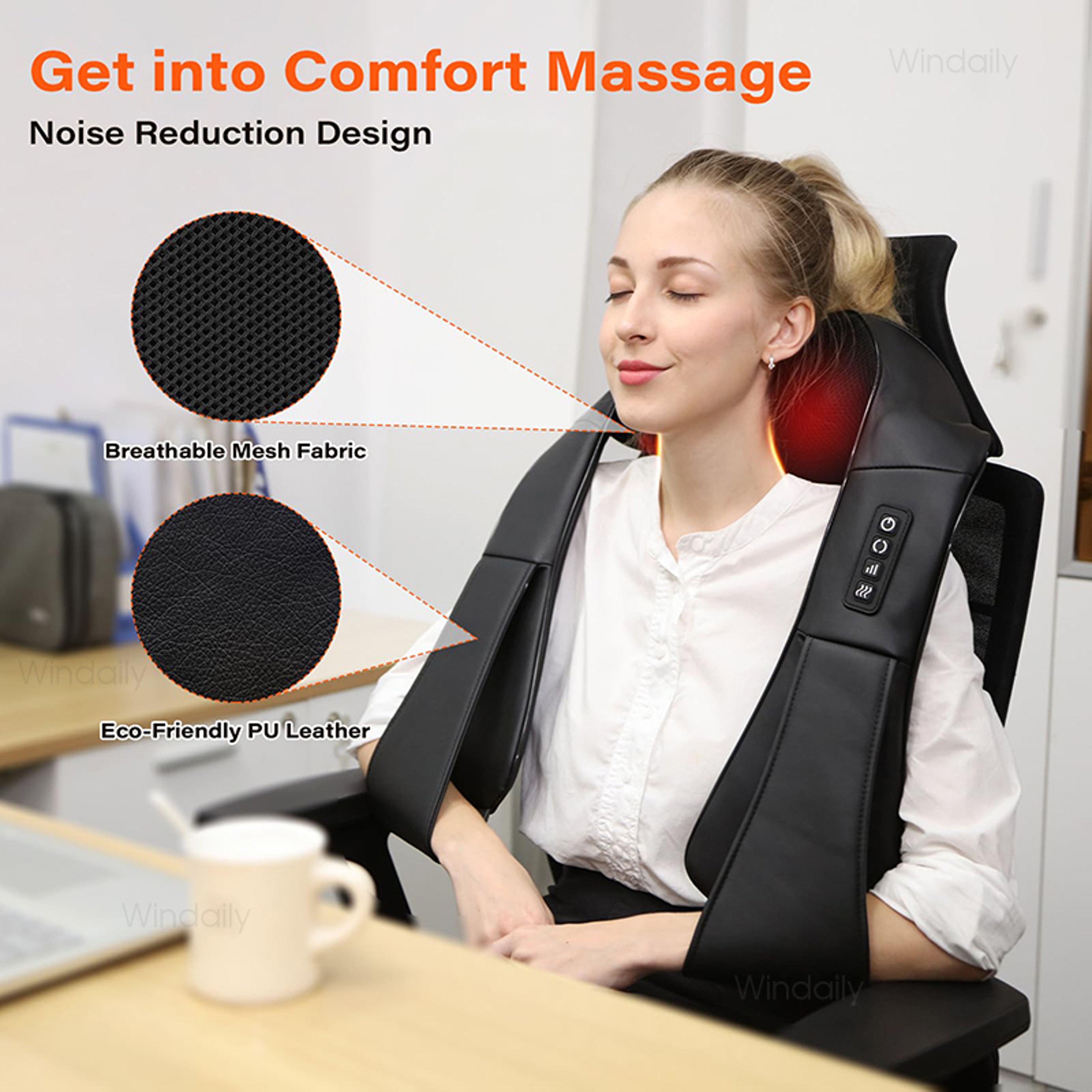 Electric Neck and Shoulder Massager with Heat, Back Massager Kneading Pillow for Full Body Muscle Relief, Home & Car Use – view 3