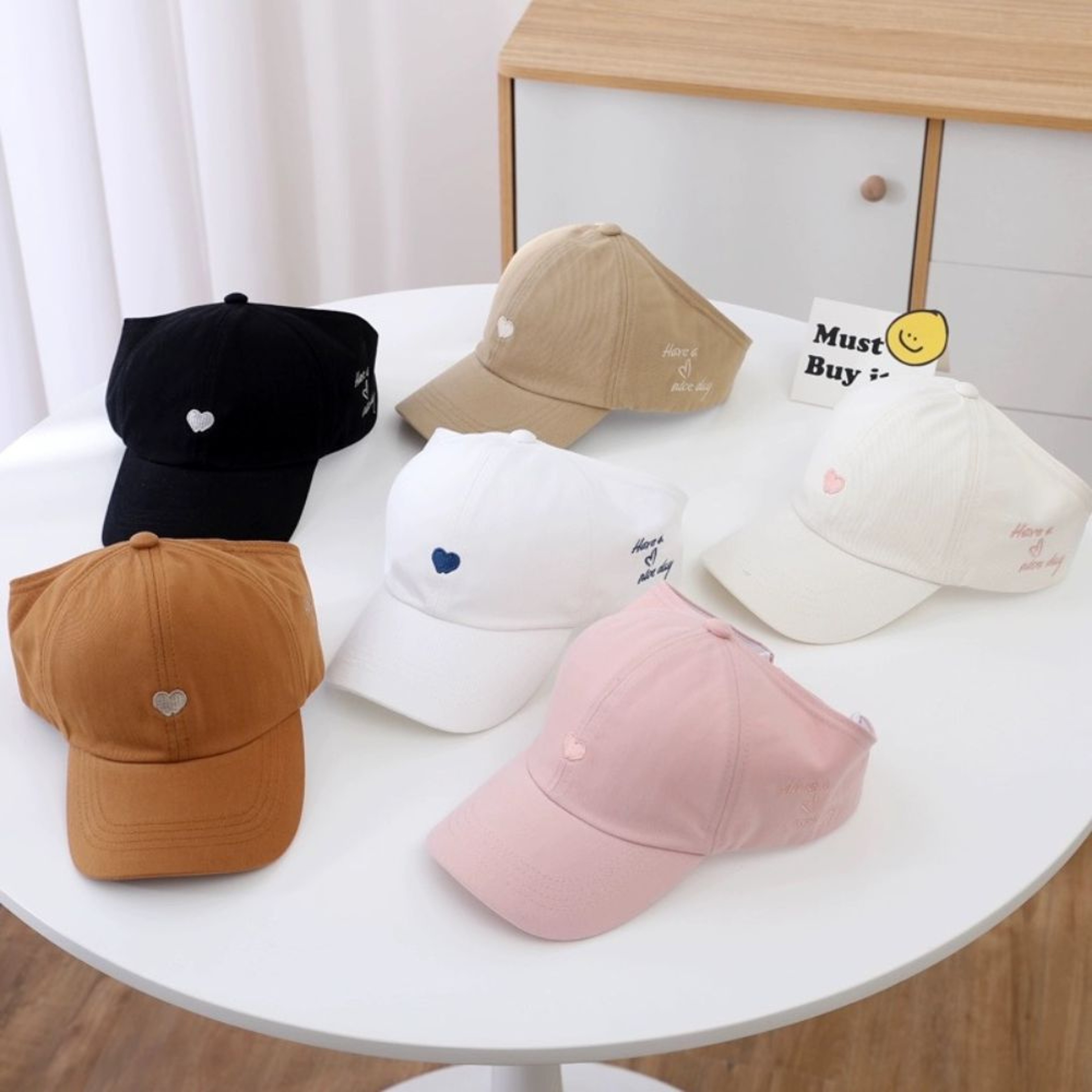 Sweet Girls Boys Classic Solid Color Kids Baseball Cap Summer Love Heart Design Sun Hat Empty Top S