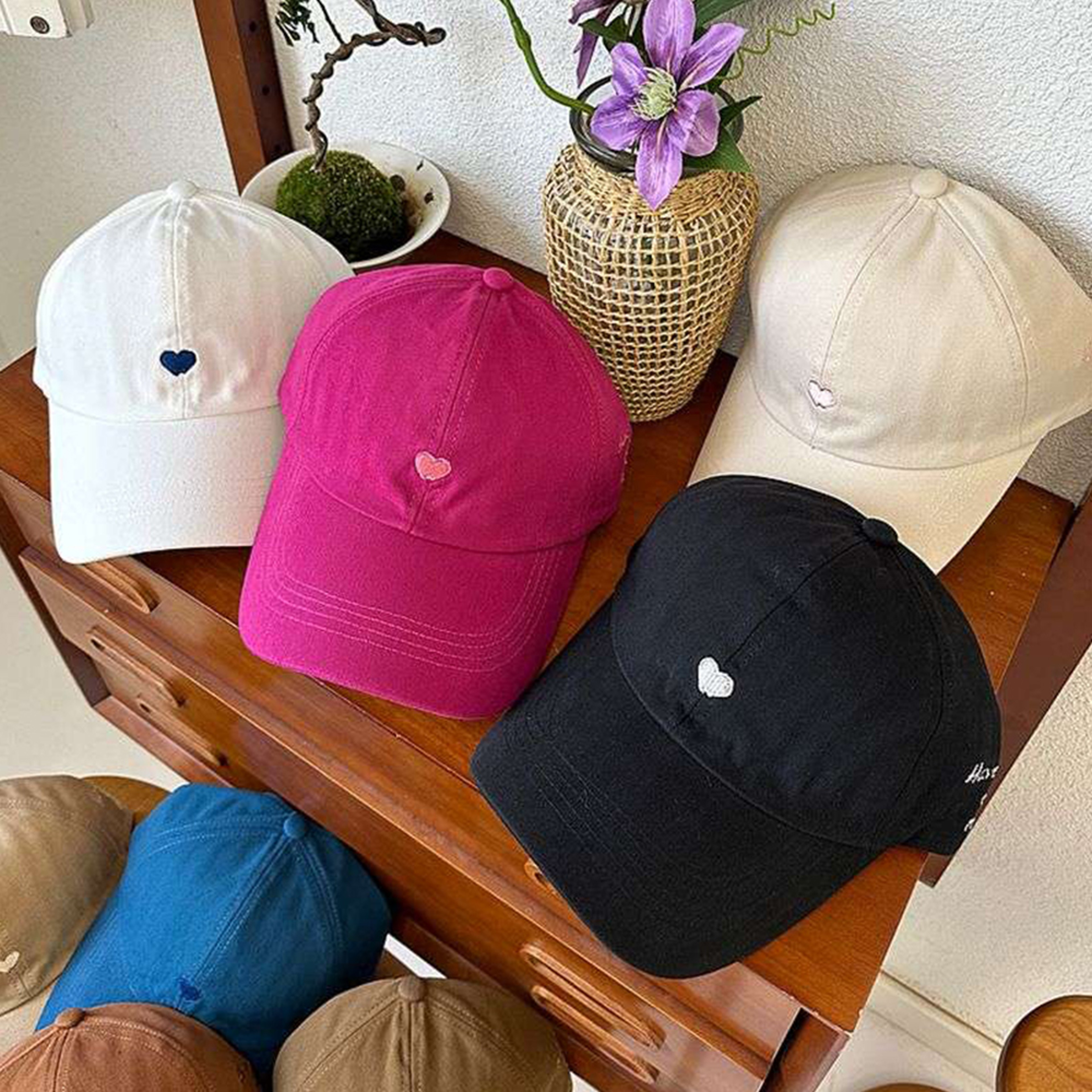 Sweet Girls Boys Classic Solid Color Kids Baseball Cap Summer Love Heart Design Sun Hat Empty Top S